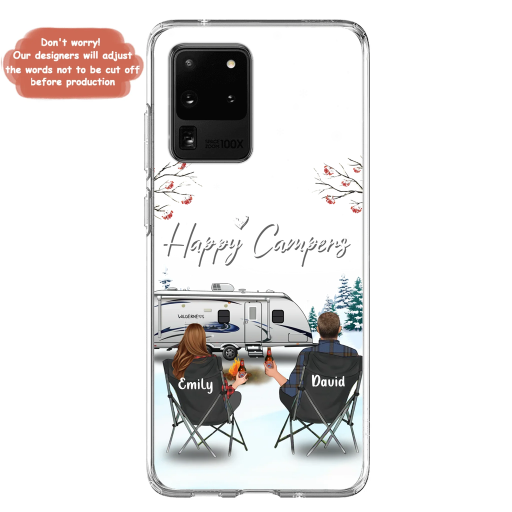 Personalized Camping Phone Case - Gift Idea For Camping Lover/Couple/Family/Friends - Happy Campers - Case For iPhone/Samsung