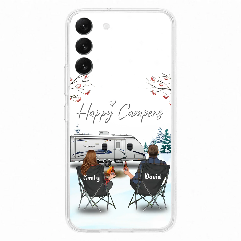 Personalized Camping Phone Case - Gift Idea For Camping Lover/Couple/Family/Friends - Happy Campers - Case For iPhone/Samsung