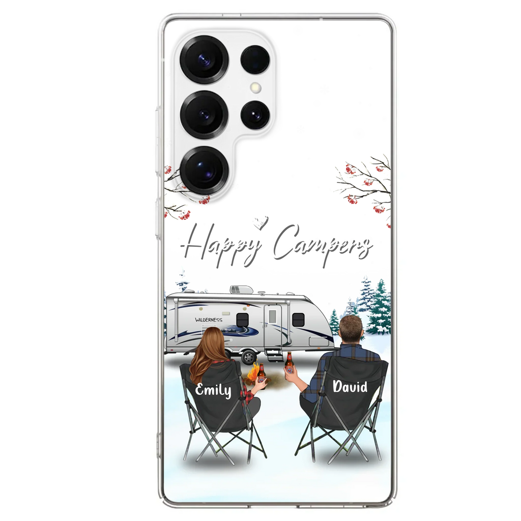 Personalized Camping Phone Case - Gift Idea For Camping Lover/Couple/Family/Friends - Happy Campers - Case For iPhone/Samsung
