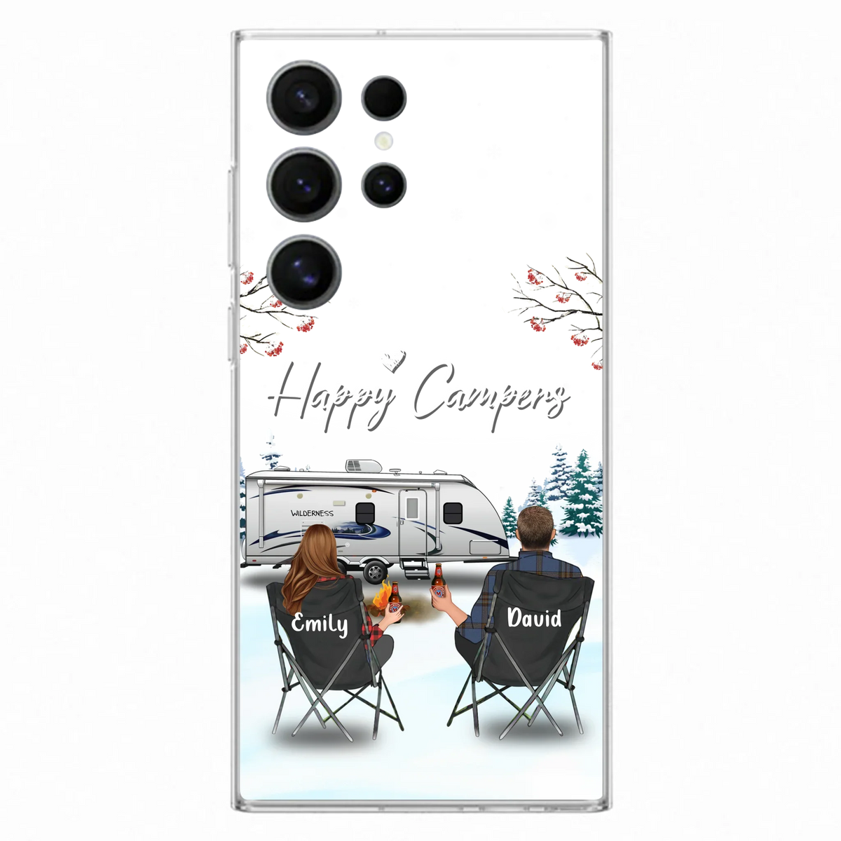 Personalized Camping Phone Case - Gift Idea For Camping Lover/Couple/Family/Friends - Happy Campers - Case For iPhone/Samsung