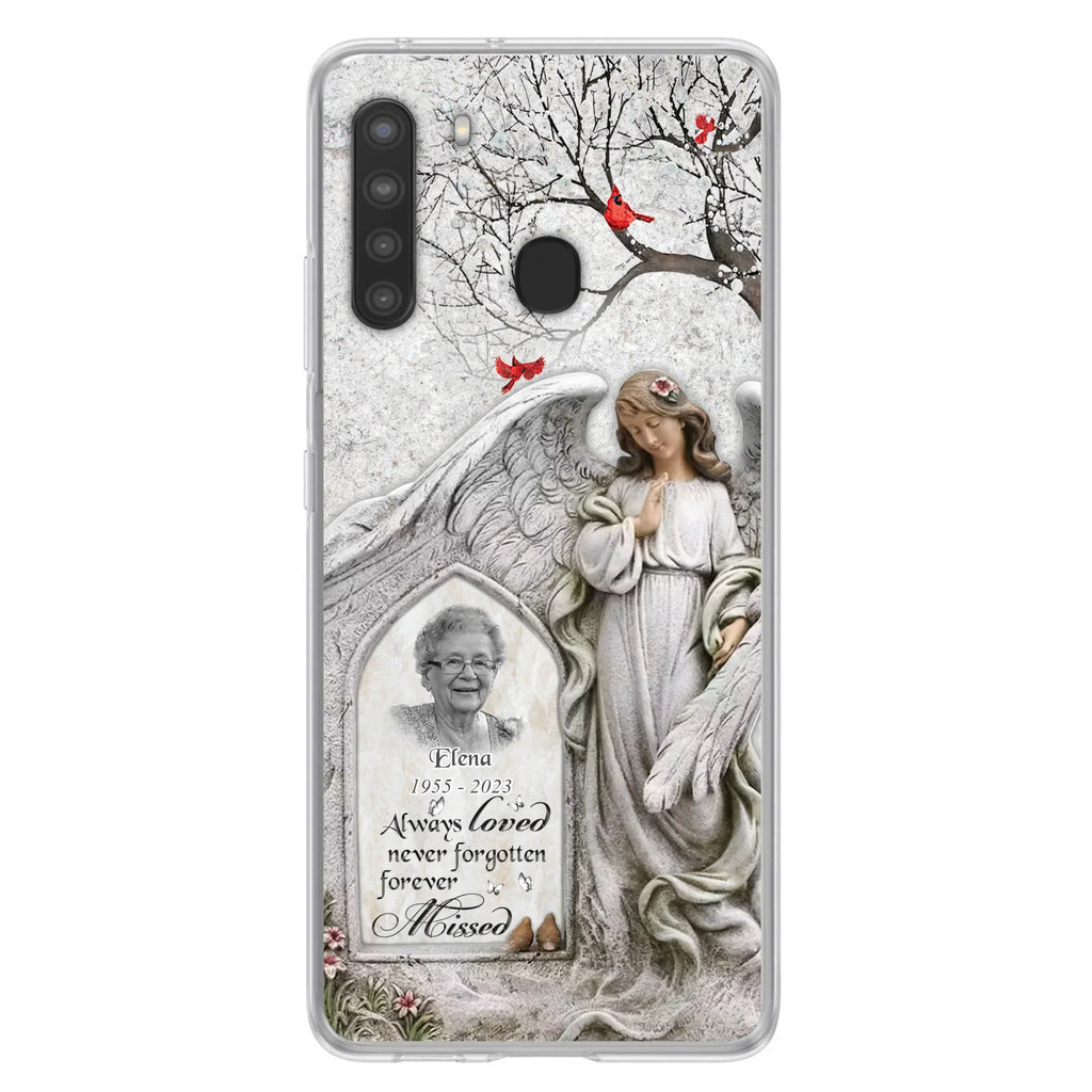 Custom Personalized Angel Memorial Phone Case - Upload Photo - Memorial Gift Idea For Family Member - Always Loved Never Forgotten Forever Missed - Case For iPhone/Samsung
