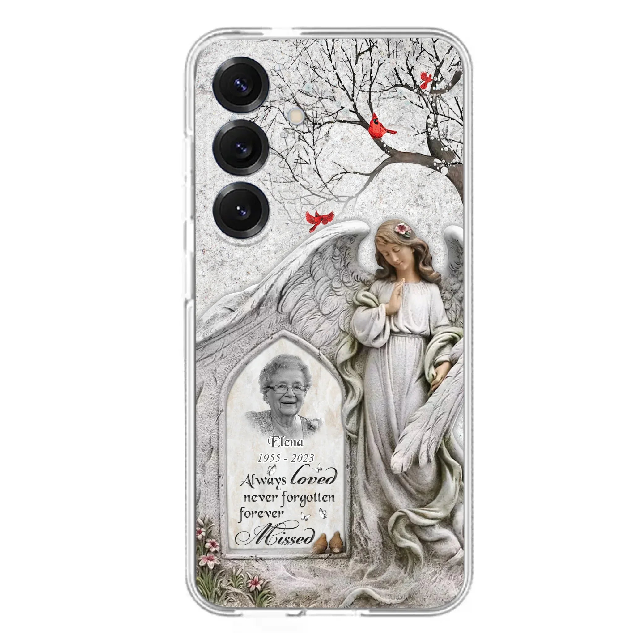 Custom Personalized Angel Memorial Phone Case - Upload Photo - Memorial Gift Idea For Family Member - Always Loved Never Forgotten Forever Missed - Case For iPhone/Samsung