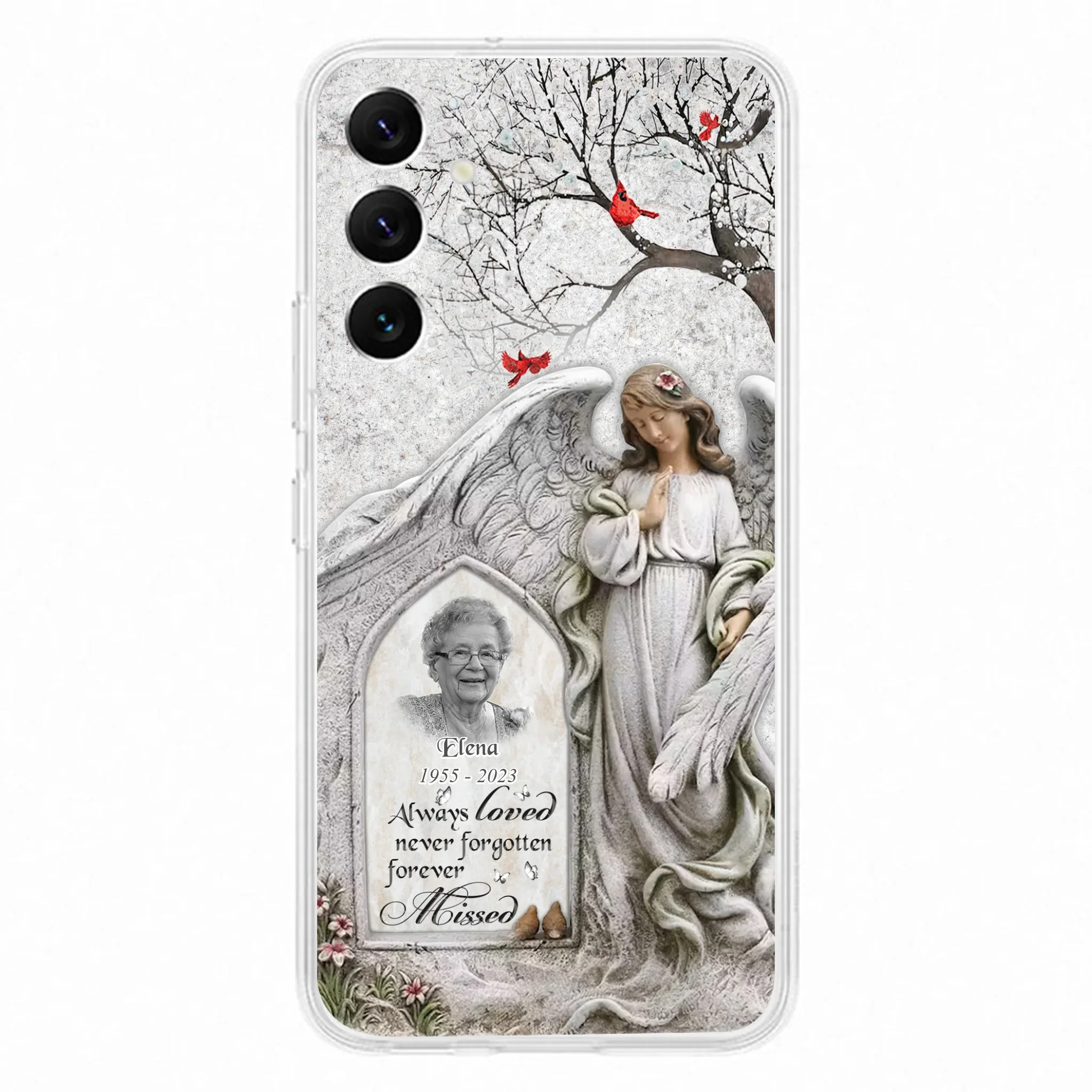 Custom Personalized Angel Memorial Phone Case - Upload Photo - Memorial Gift Idea For Family Member - Always Loved Never Forgotten Forever Missed - Case For iPhone/Samsung
