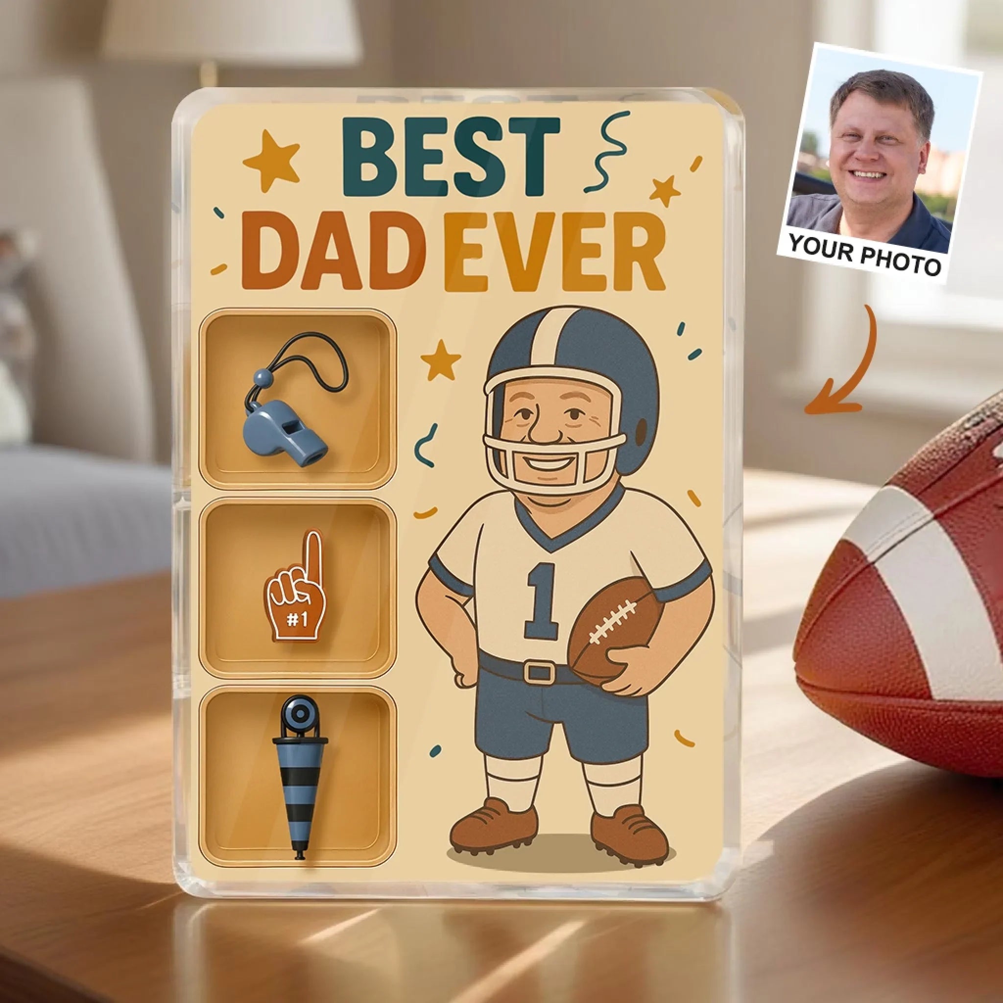 Personalized USA Baseball Acrylic Block - Gift Idea For Father's Day - Upload Photo - Best Dad Ever