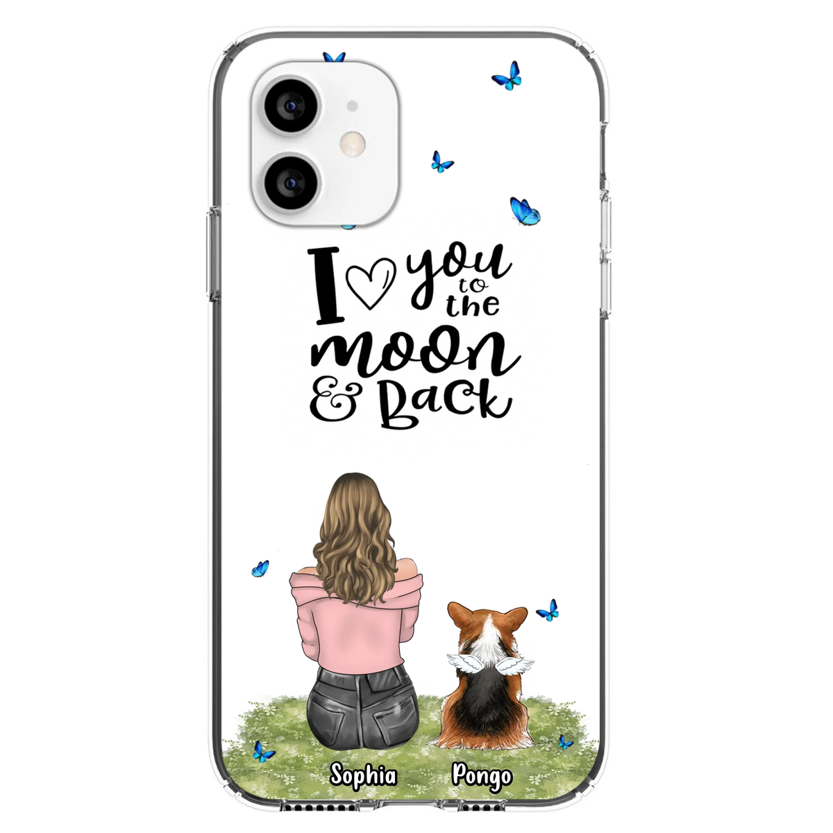 Personalized Dog Phone Case - Upto 4 Dogs - Gift Idea For Dog Owners - I Love You To The Moon & Back  - Case For iPhone/Samsung