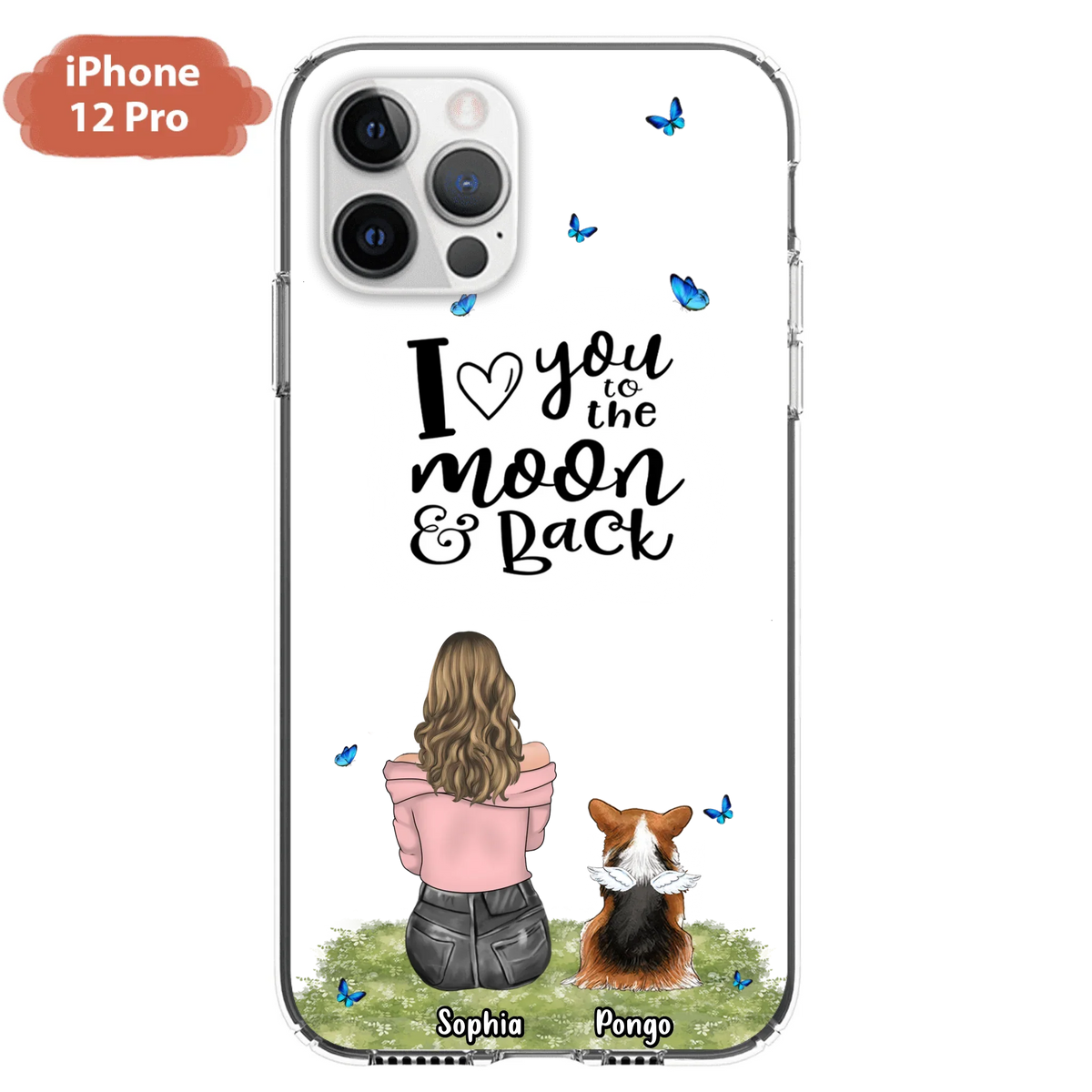 Personalized Dog Phone Case - Upto 4 Dogs - Gift Idea For Dog Owners - I Love You To The Moon & Back  - Case For iPhone/Samsung