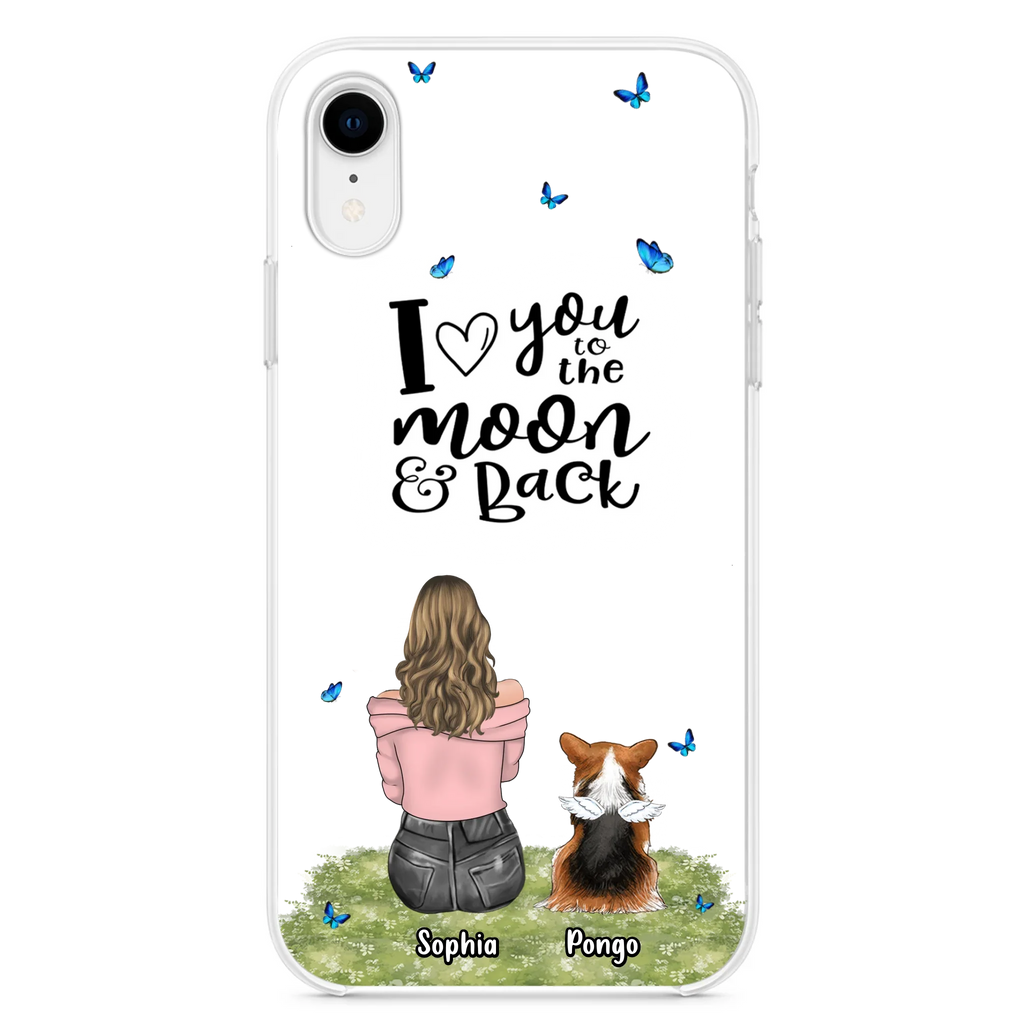 Personalized Dog Phone Case - Upto 4 Dogs - Gift Idea For Dog Owners - I Love You To The Moon & Back  - Case For iPhone/Samsung