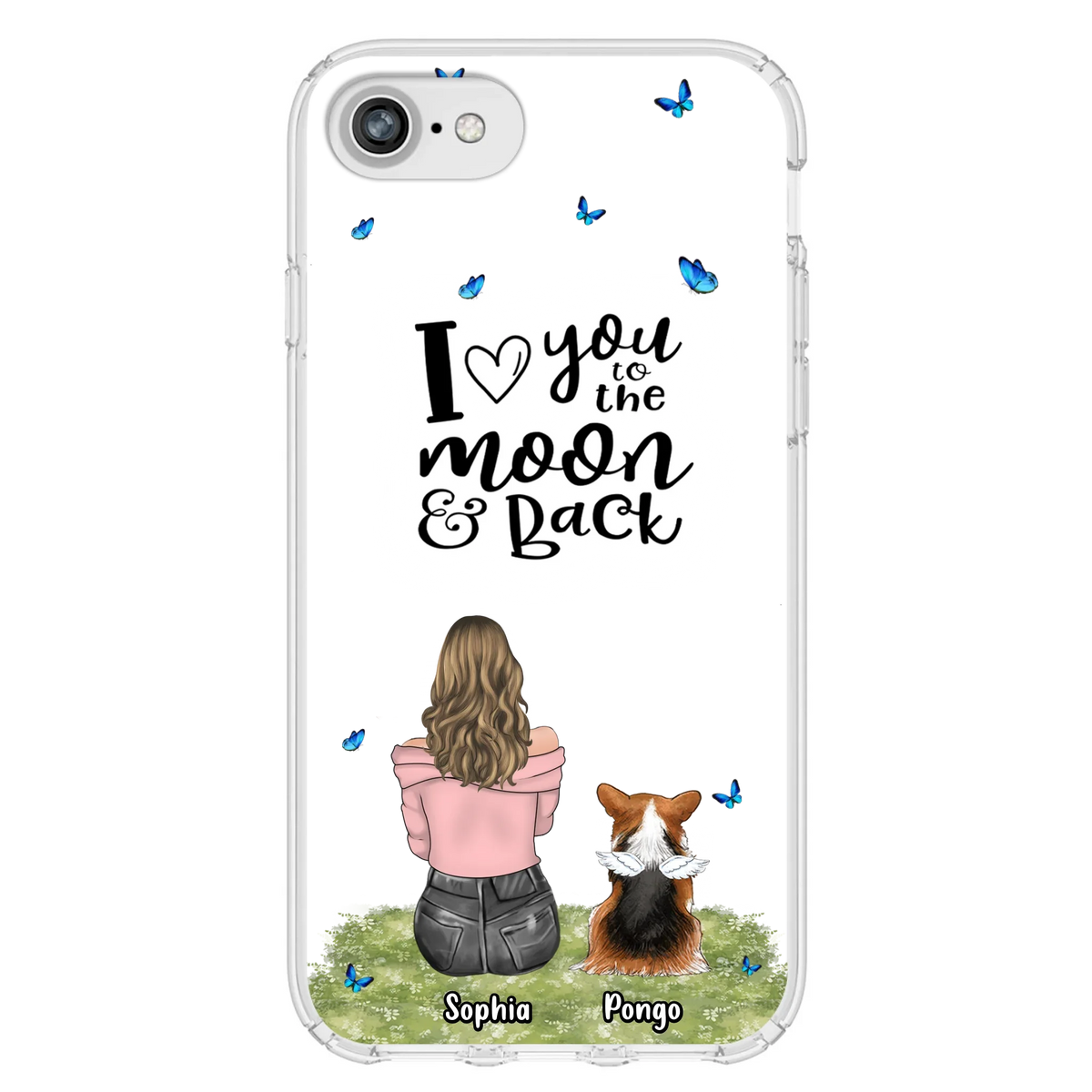Personalized Dog Phone Case - Upto 4 Dogs - Gift Idea For Dog Owners - I Love You To The Moon & Back  - Case For iPhone/Samsung