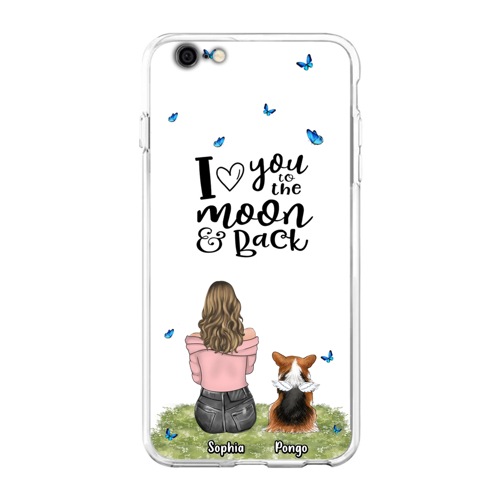Personalized Dog Phone Case - Upto 4 Dogs - Gift Idea For Dog Owners - I Love You To The Moon & Back  - Case For iPhone/Samsung
