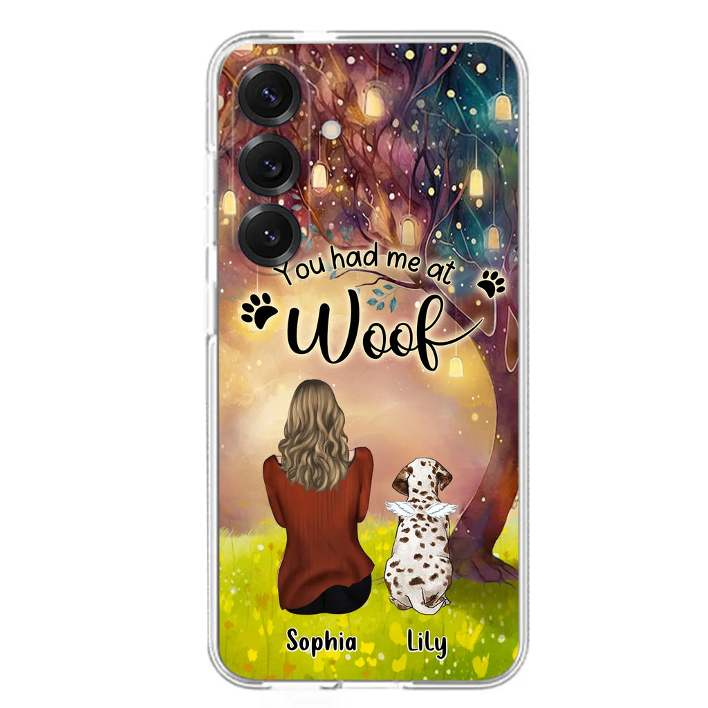 Custom Personalized Memorial Dog Mom Phone Case - Upto 3 Dogs - Memorial Gift Idea for Dog Lovers - You Had Me At Woof