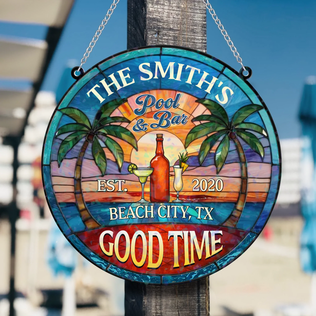 Personalized Poolside Acrylic Suncatcher - Summer Gift Idea