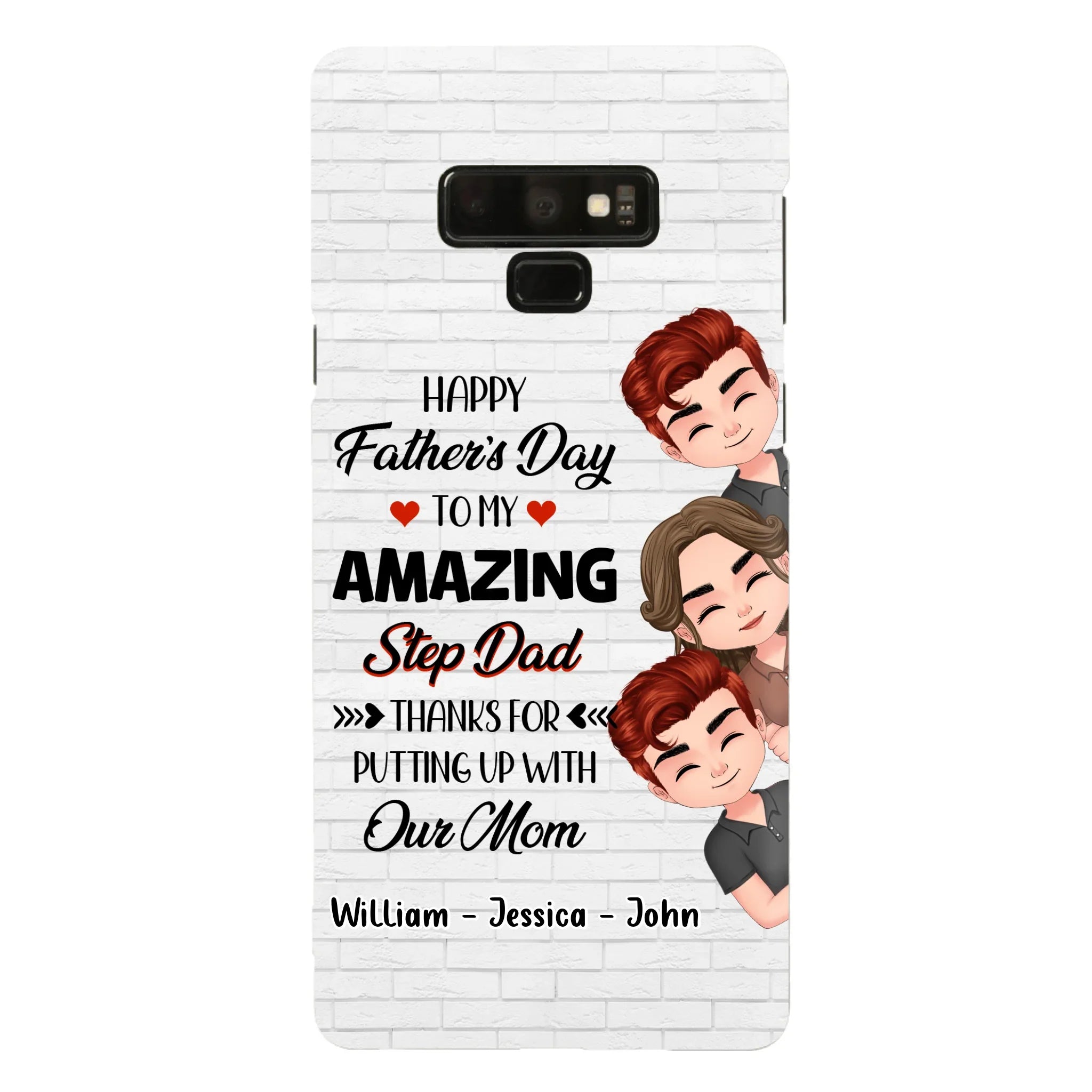 Custom Personalized Thanks Dad Phone Case - Gift Idea For Father's Day - Upto 3 Children - To My Amazing Step Dad Thanks For Putting Up With Our Mom - Case For iPhone/Samsung