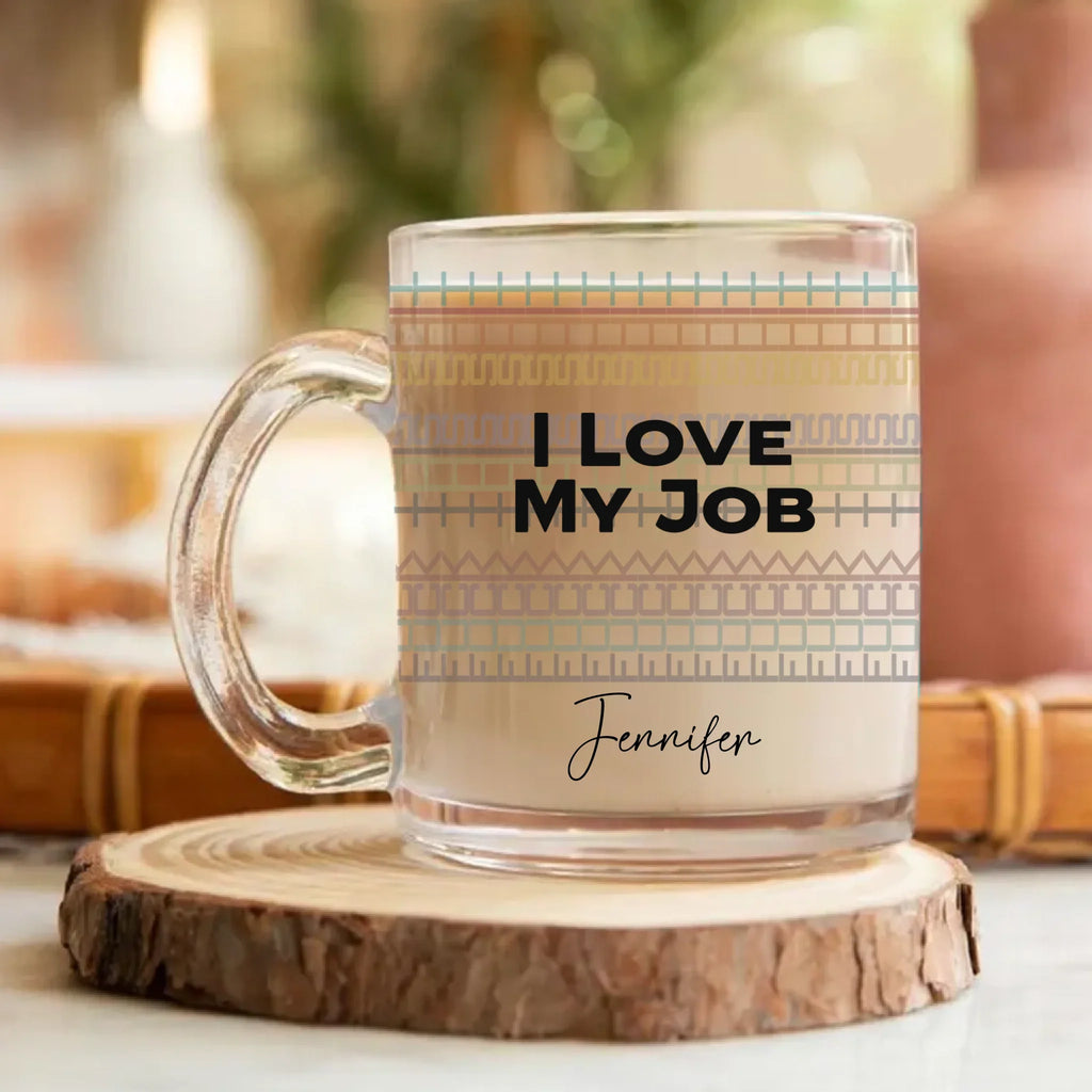 Custom Name F*ck This Sh*t Funny Hidden Message Office Glass Mug - Rude Glass Mug Gift - I Love My Job
