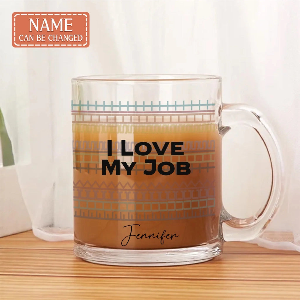 Custom Name F*ck This Sh*t Funny Hidden Message Office Glass Mug - Rude Glass Mug Gift - I Love My Job