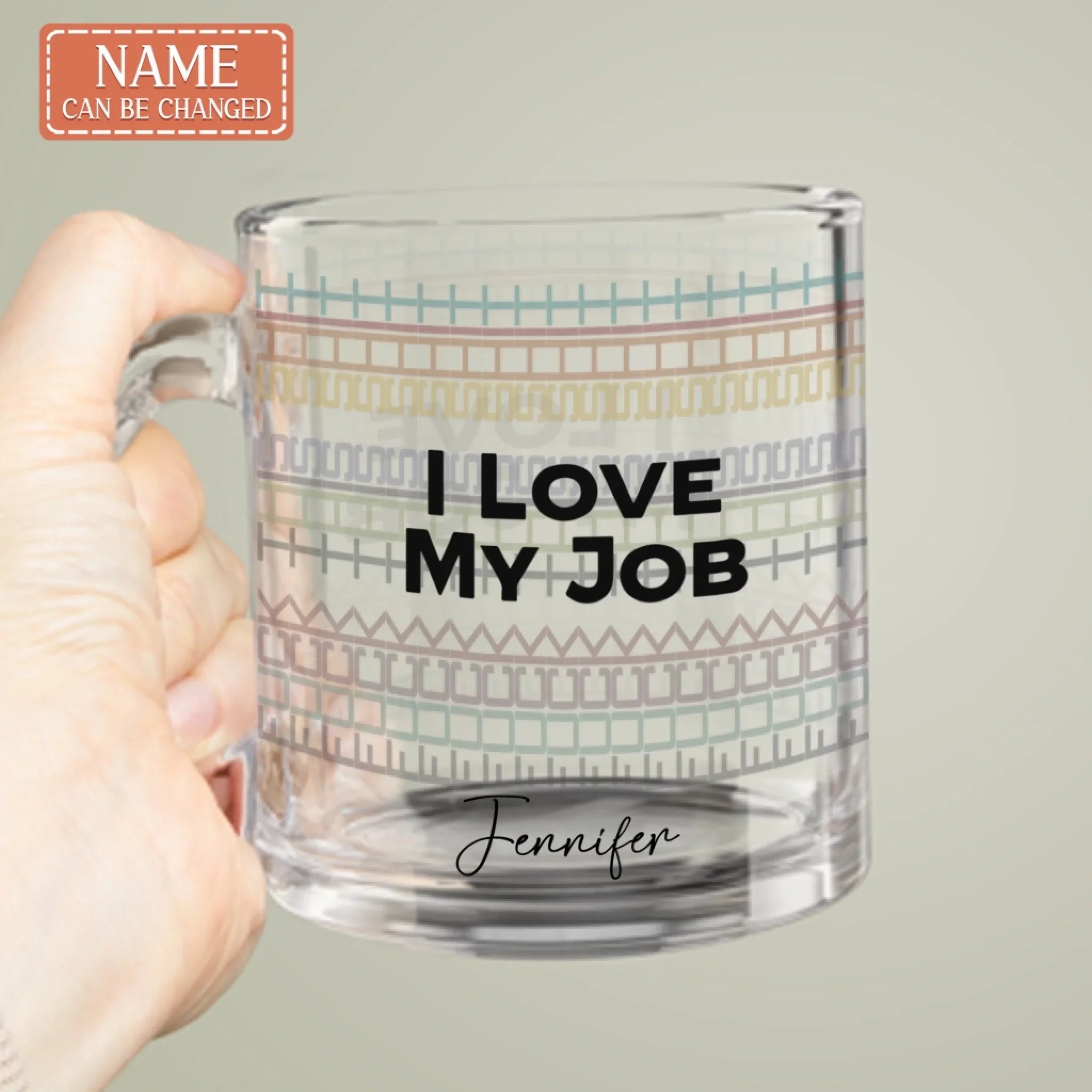 Custom Name F*ck This Sh*t Funny Hidden Message Office Glass Mug - Rude Glass Mug Gift - I Love My Job
