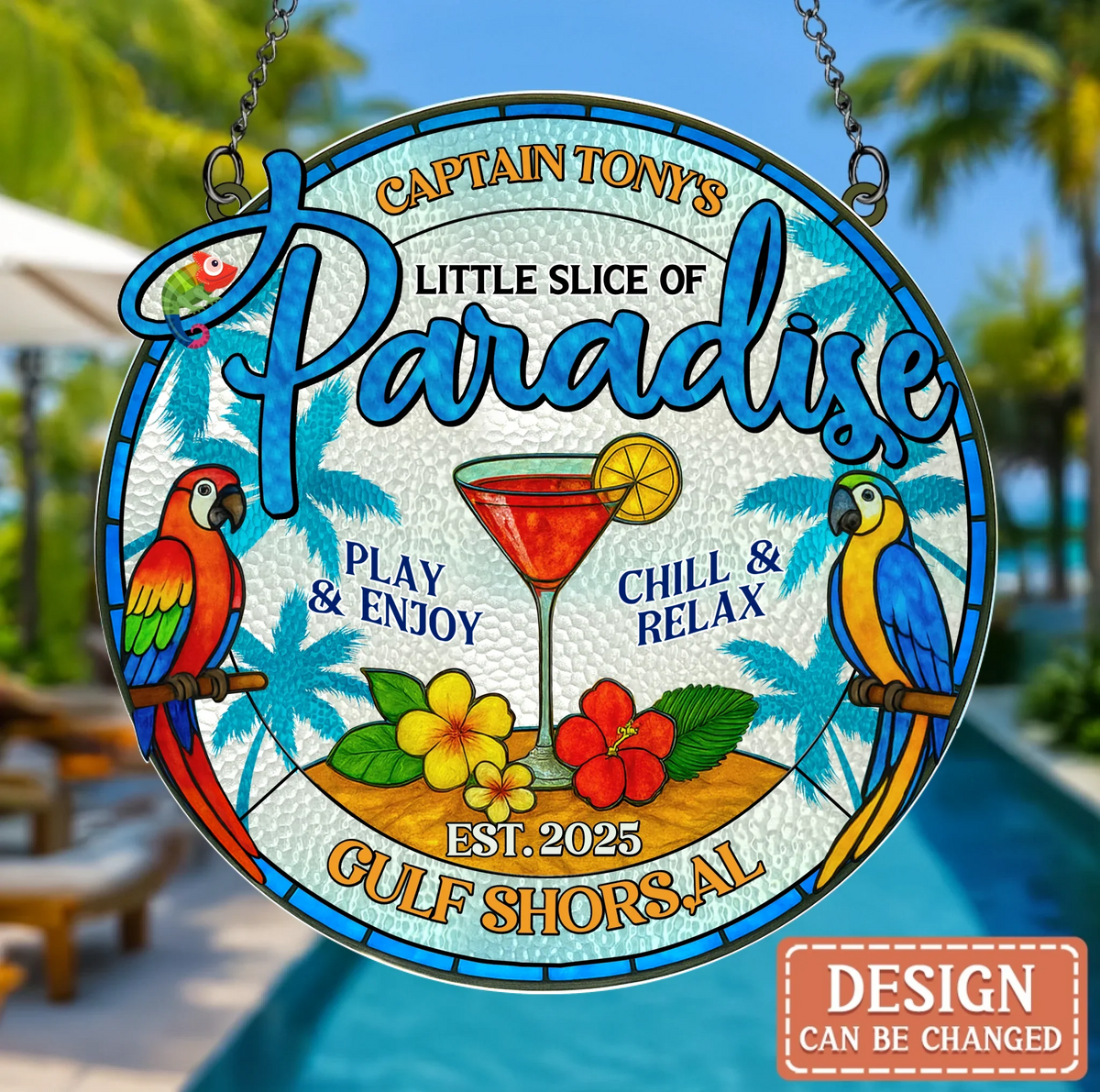 Custom Personalized Paradise Acrylic Suncatcher - Summer Gift Idea