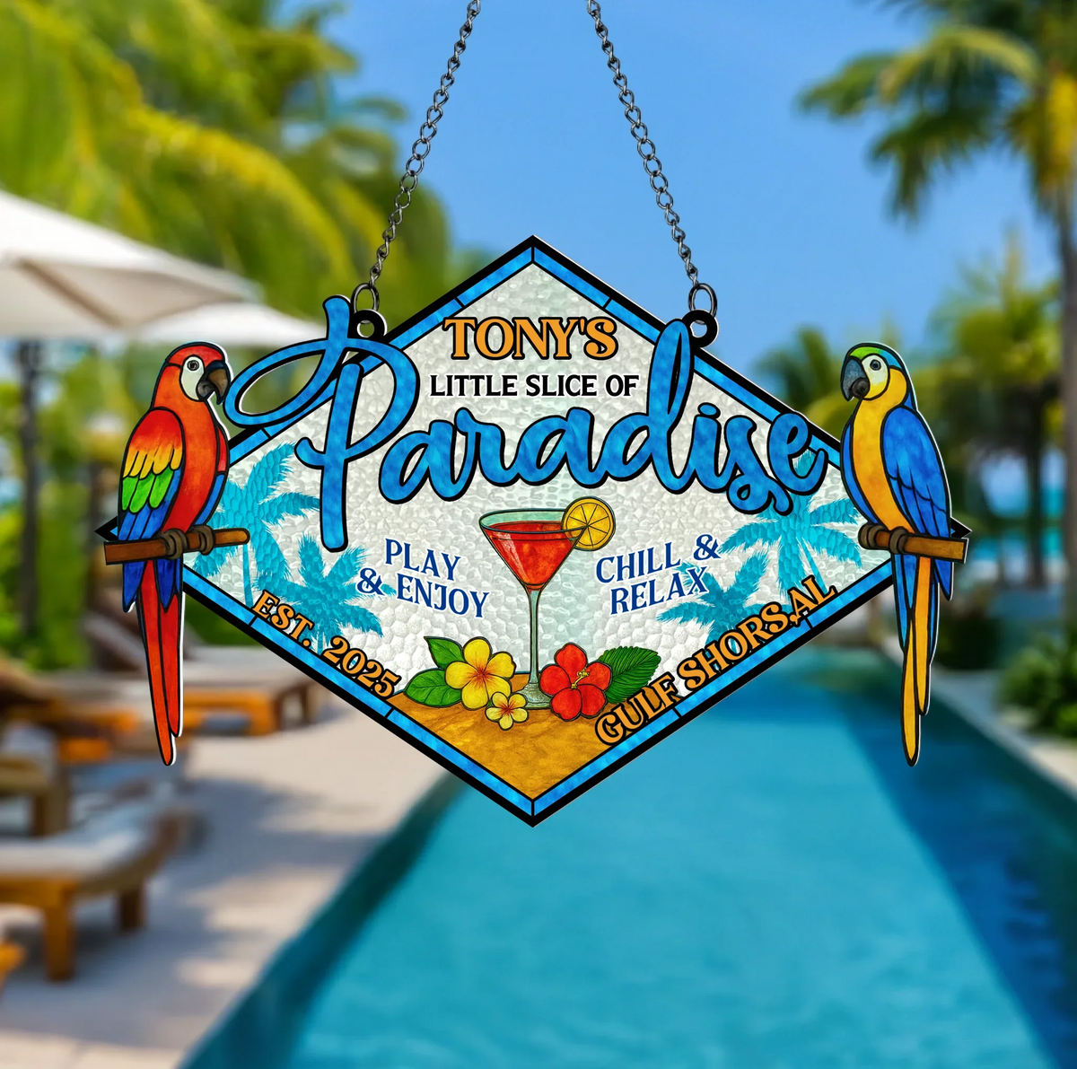 Custom Personalized Paradise Acrylic Suncatcher - Summer Gift Idea