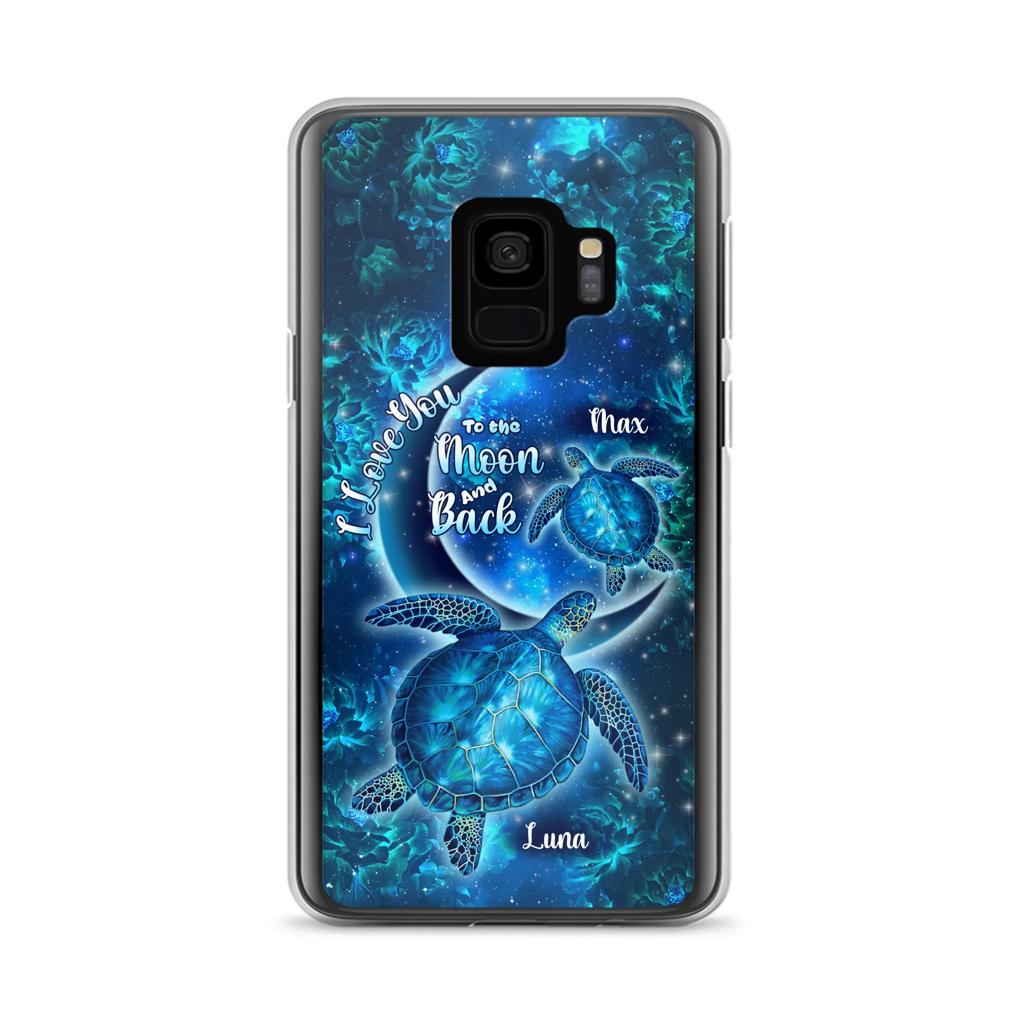 Custom Personalized Turtle Phone Case For Iphone and Samsung - Up to 6 Turtles - I Love You To The Moon And Back - IUNAG8