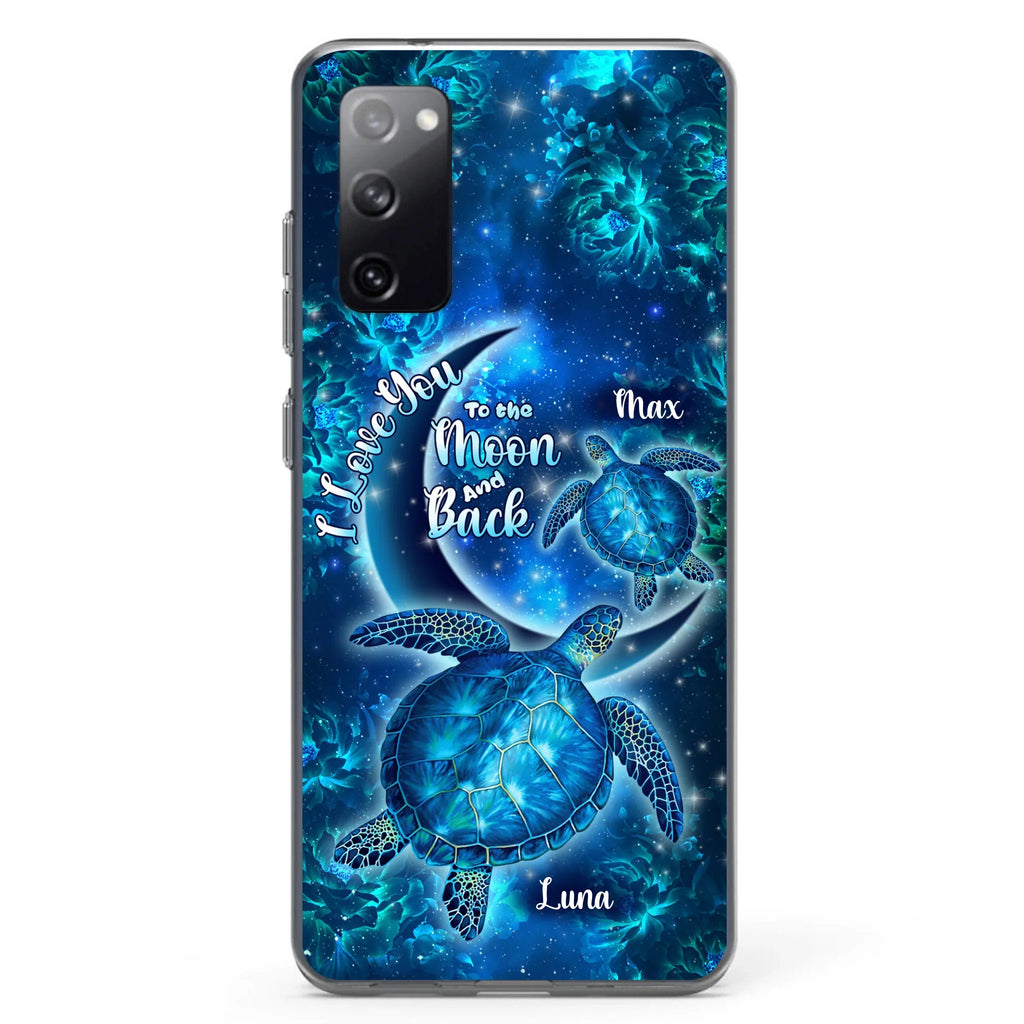 Custom Personalized Turtle Phone Case For Iphone and Samsung - Up to 6 Turtles - I Love You To The Moon And Back - IUNAG8