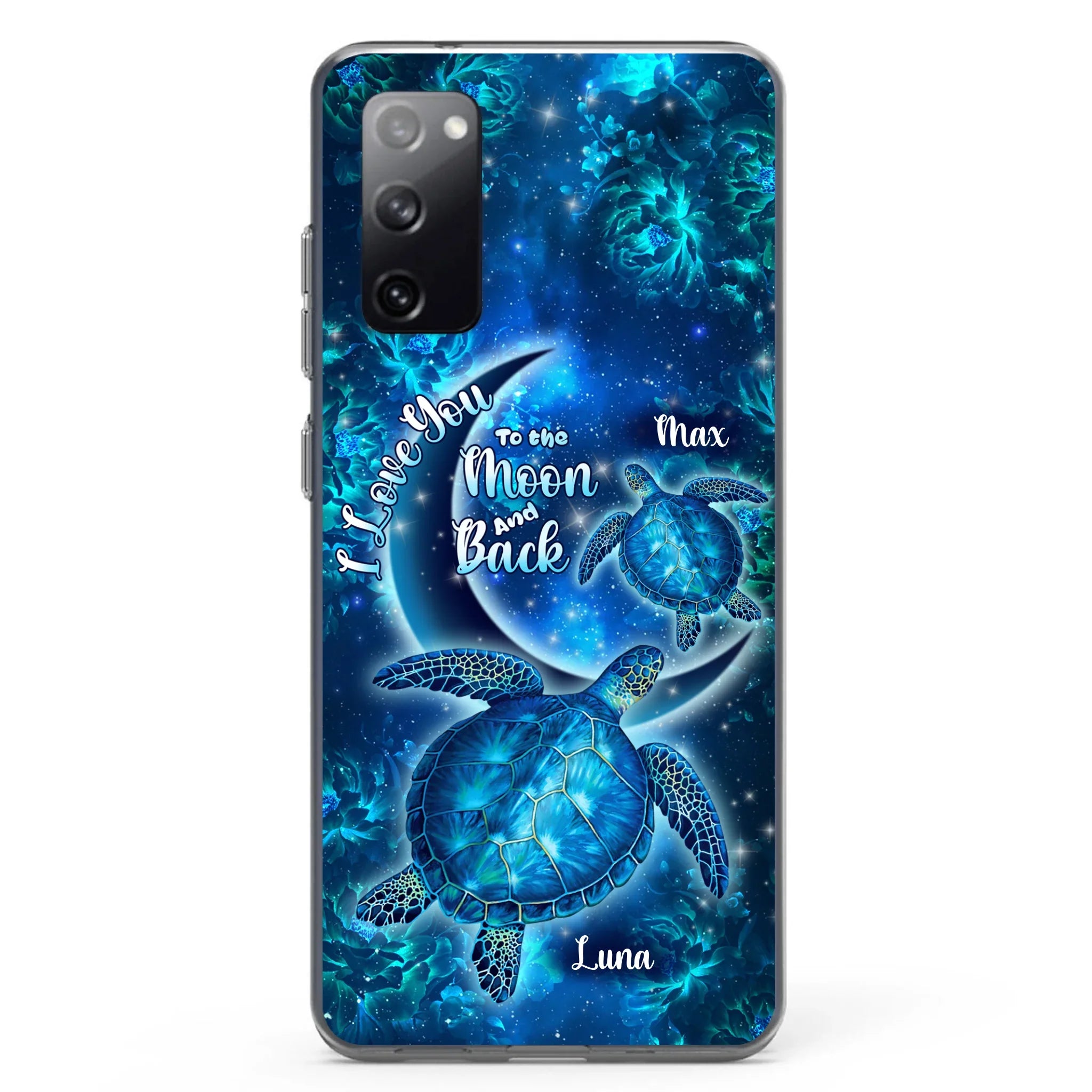 Custom Personalized Turtle Phone Case For Iphone and Samsung - Up to 6 Turtles - I Love You To The Moon And Back - IUNAG8