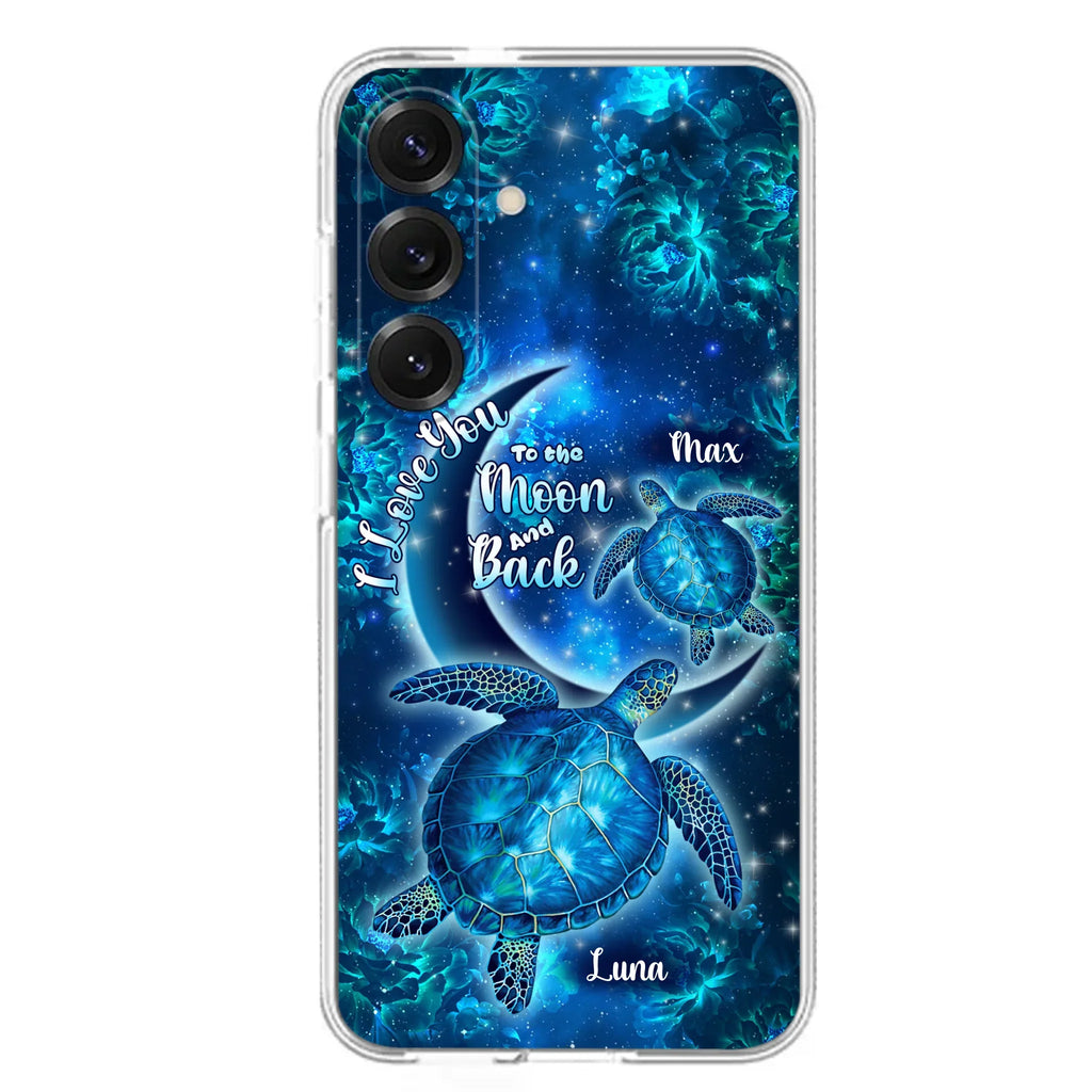 Custom Personalized Turtle Phone Case For Iphone and Samsung - Up to 6 Turtles - I Love You To The Moon And Back - IUNAG8