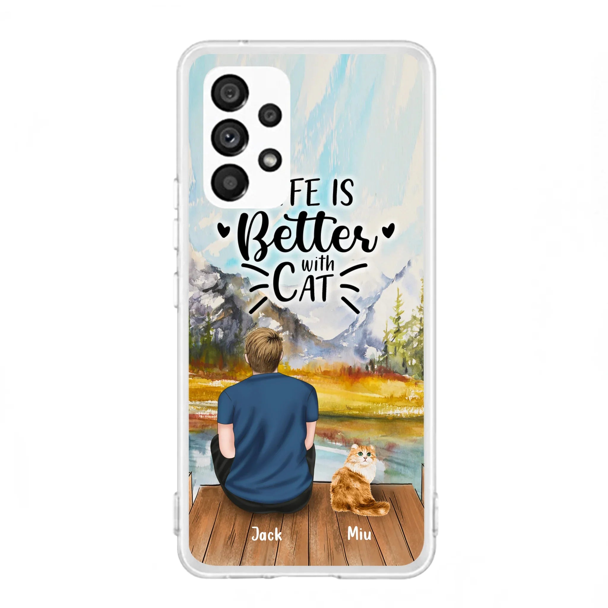 Custom Personalized Cat Dad Phone Case - Gifts For Cat Lovers With Upto 4 Cats - Best Cat Dad Ever - Case For iPhone, Samsung And Xiaomi