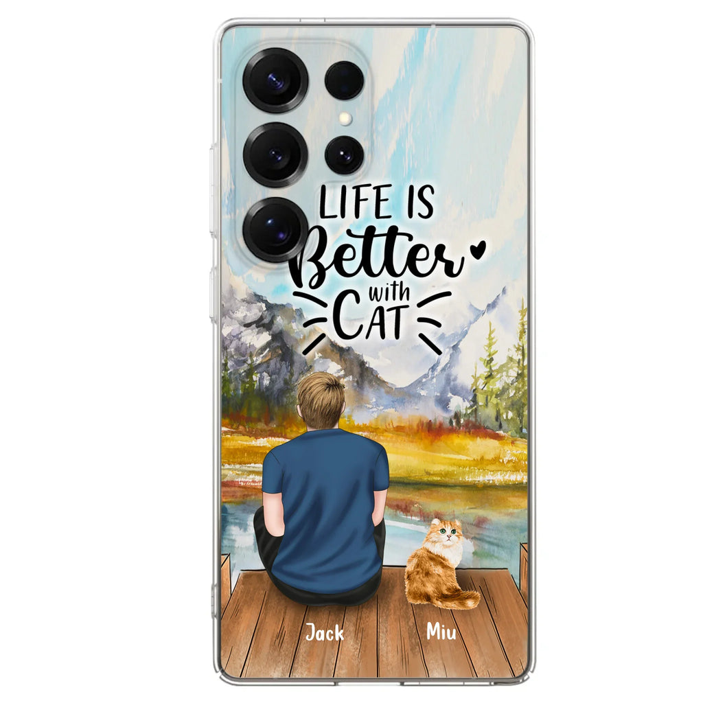 Custom Personalized Cat Dad Phone Case - Gifts For Cat Lovers With Upto 4 Cats - Best Cat Dad Ever - Case For iPhone, Samsung And Xiaomi