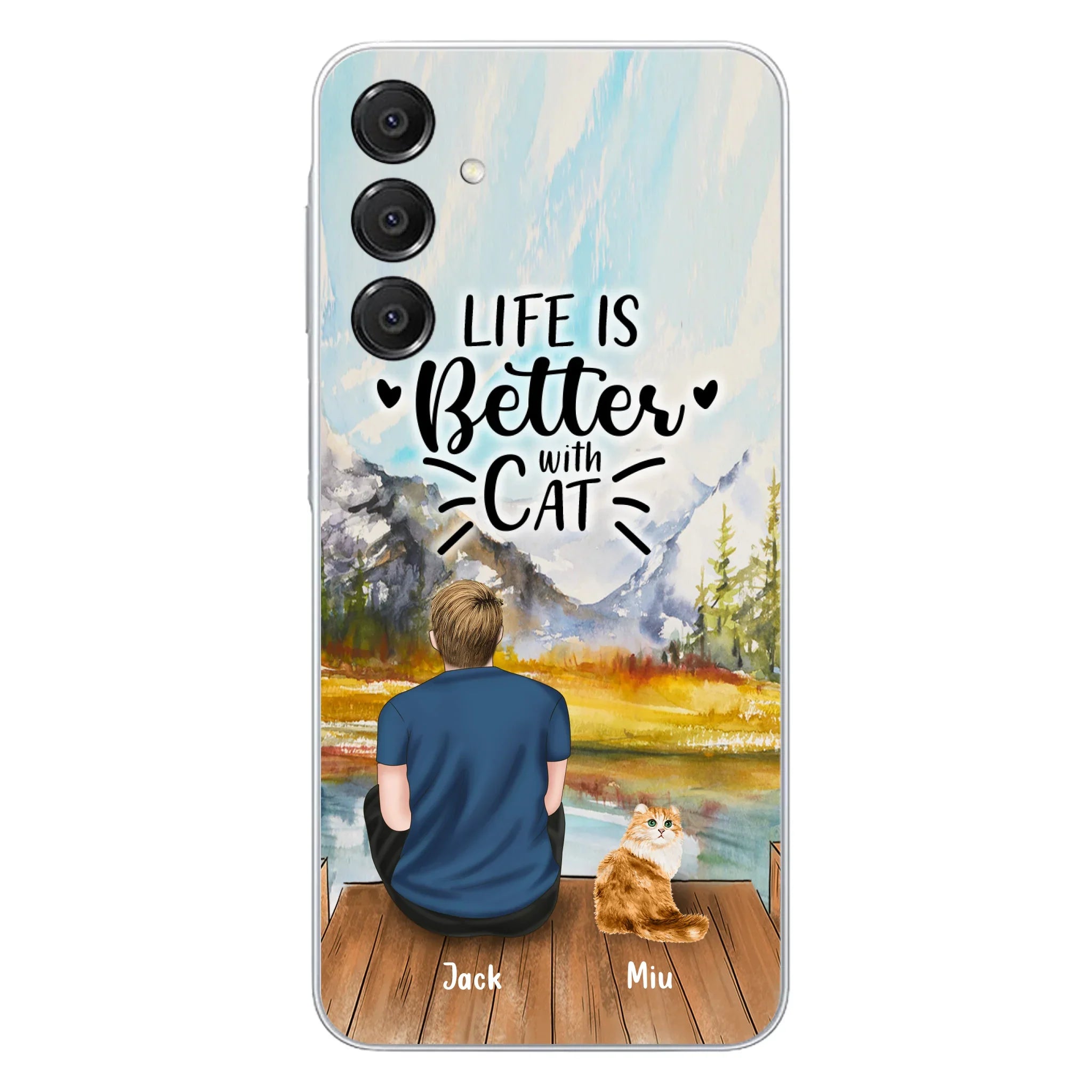 Custom Personalized Cat Dad Phone Case - Gifts For Cat Lovers With Upto 4 Cats - Best Cat Dad Ever - Case For iPhone, Samsung And Xiaomi