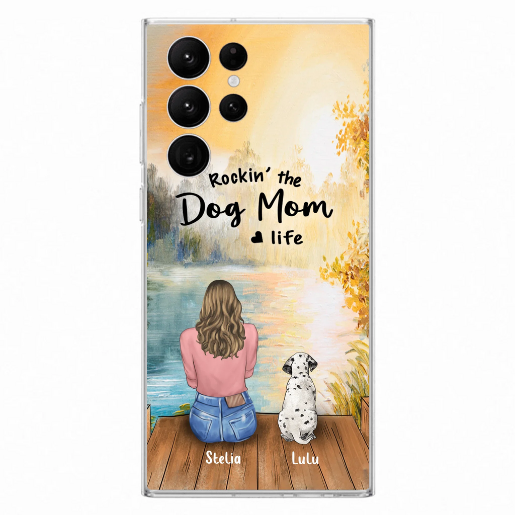 Custom Personalized Dog Mom Phone Case - Gifts For Dog Lovers With Upto 4 Dogs - Rockin' The Dog Mom Life - Case For iPhone, Samsung And Xiaomi