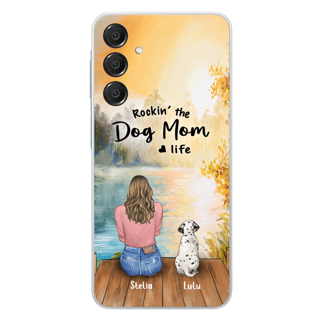 Custom Personalized Dog Mom Phone Case - Gifts For Dog Lovers With Upto 4 Dogs - Rockin' The Dog Mom Life - Case For iPhone, Samsung And Xiaomi