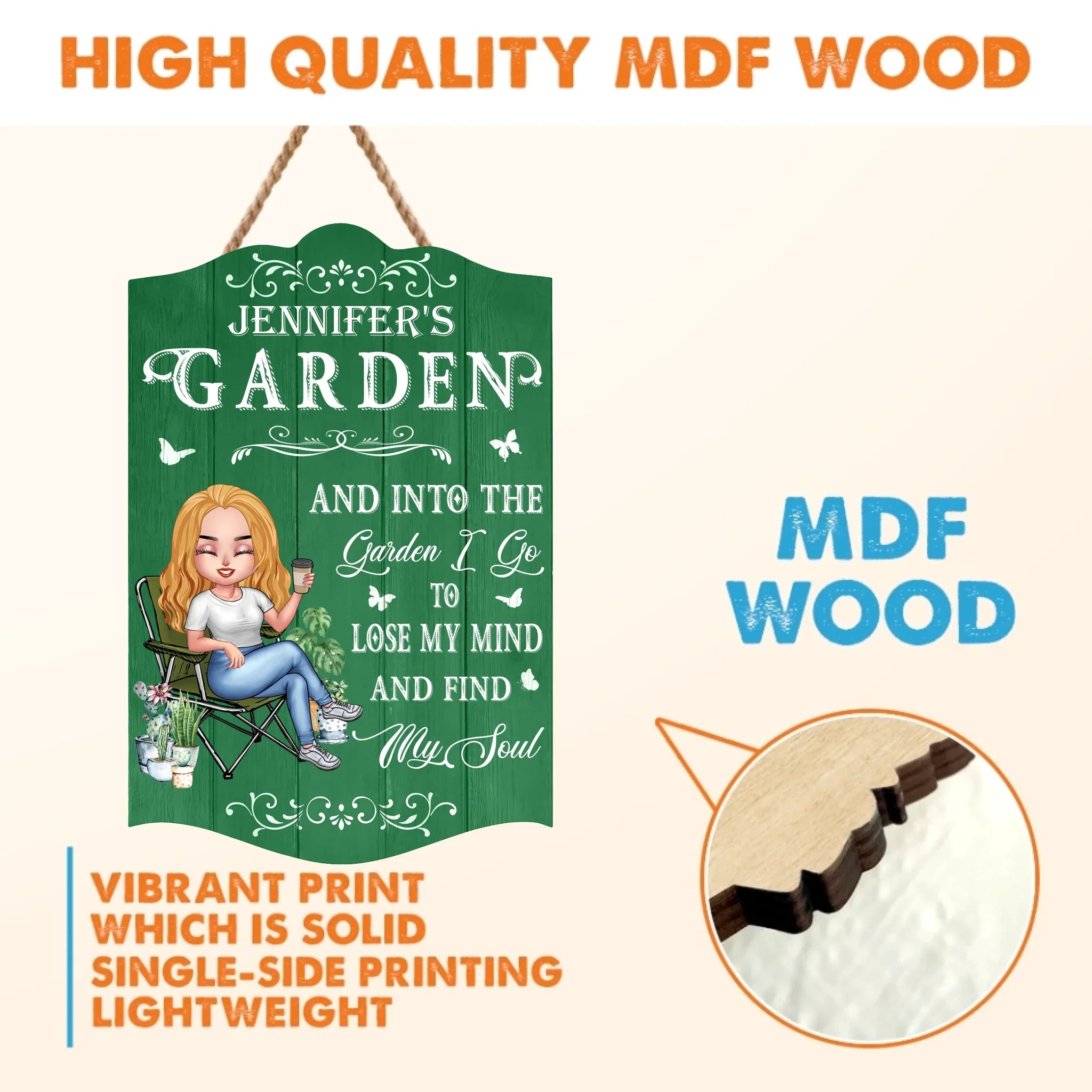 Custom Personalized Garden Wooden Sign - Gift Idea For Girl/ Gardening Lover