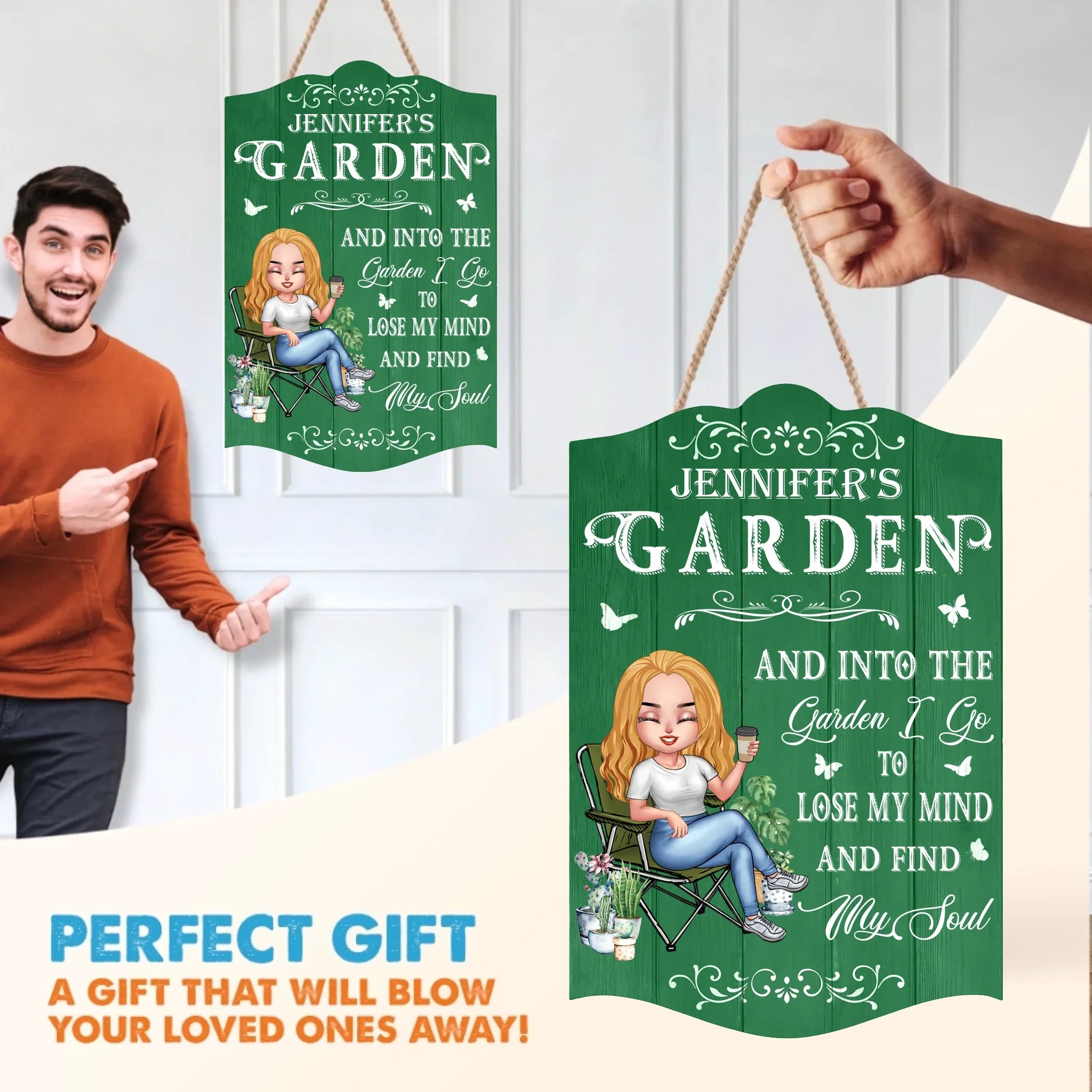 Custom Personalized Garden Wooden Sign - Gift Idea For Girl/ Gardening Lover