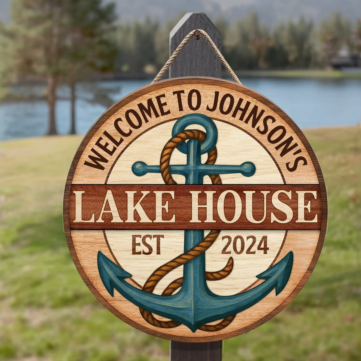 Personalized Lake House Wooden Sign - Gift Idea For Family/Couple - Welcome To Lake House