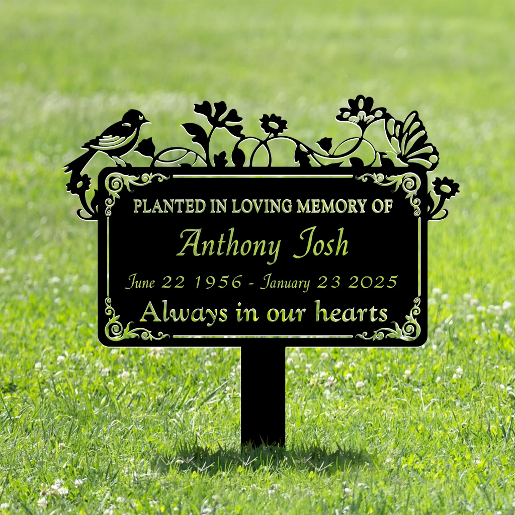 Personalized Memorial Tree Plaque With Stake Metal Sign - Memorial Gift Idea - Planted In Loving Memory Of
