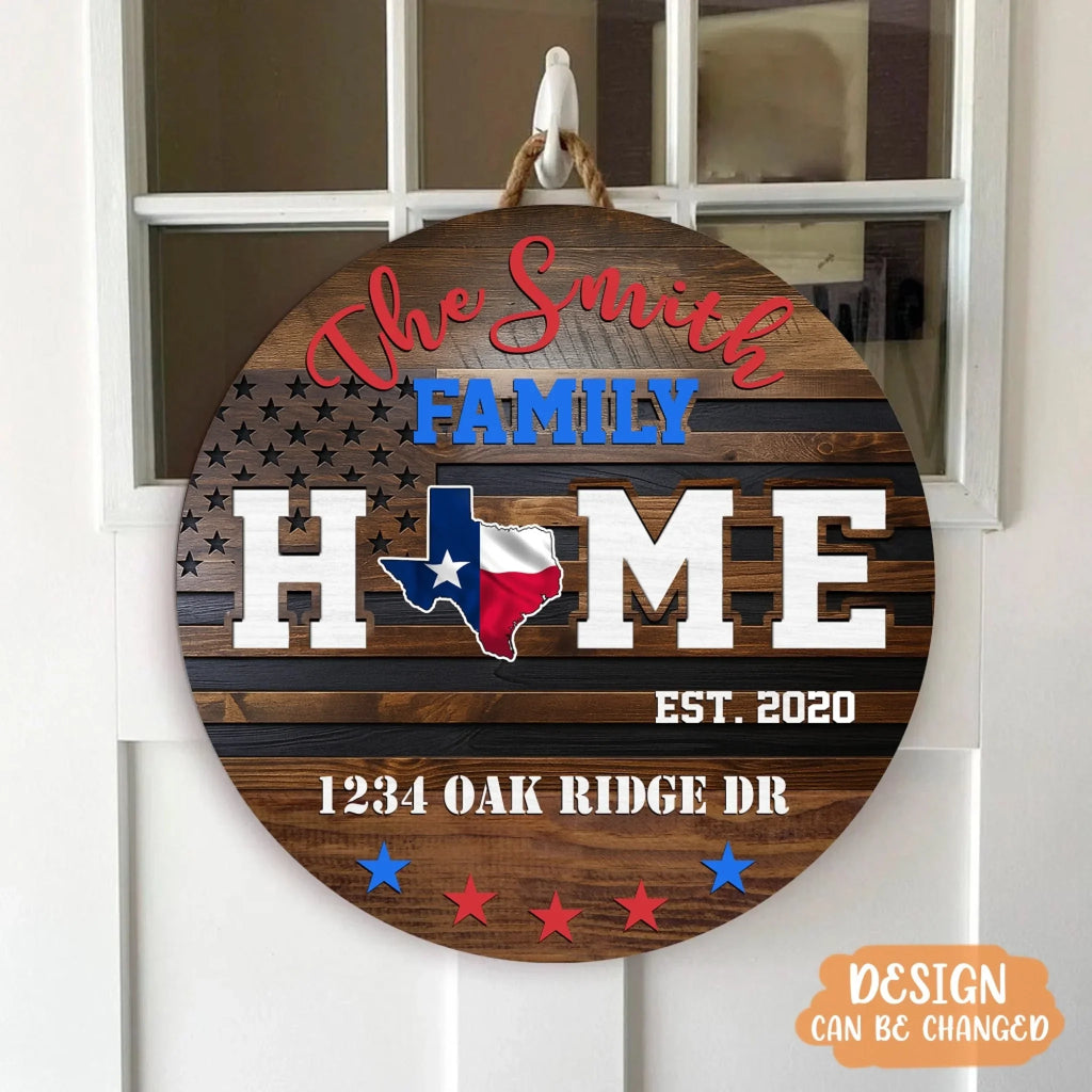 Personalized Family Patriot Wooden Sign - Gift Idea For Family