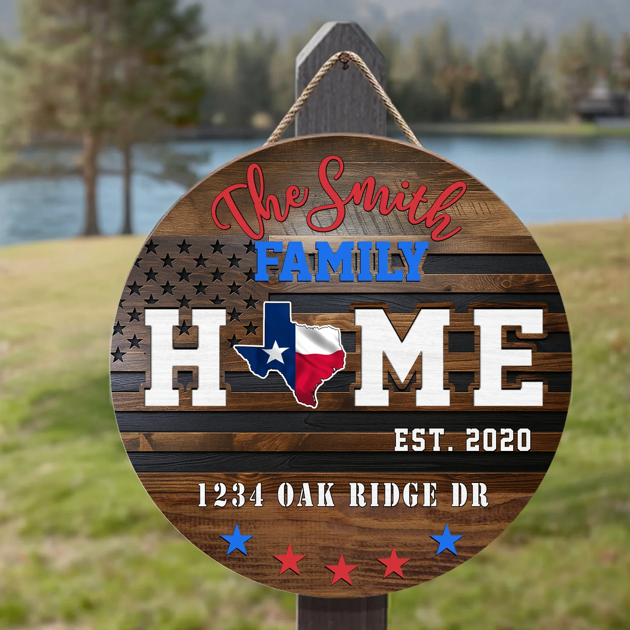 Personalized Family Patriot Wooden Sign - Gift Idea For Family
