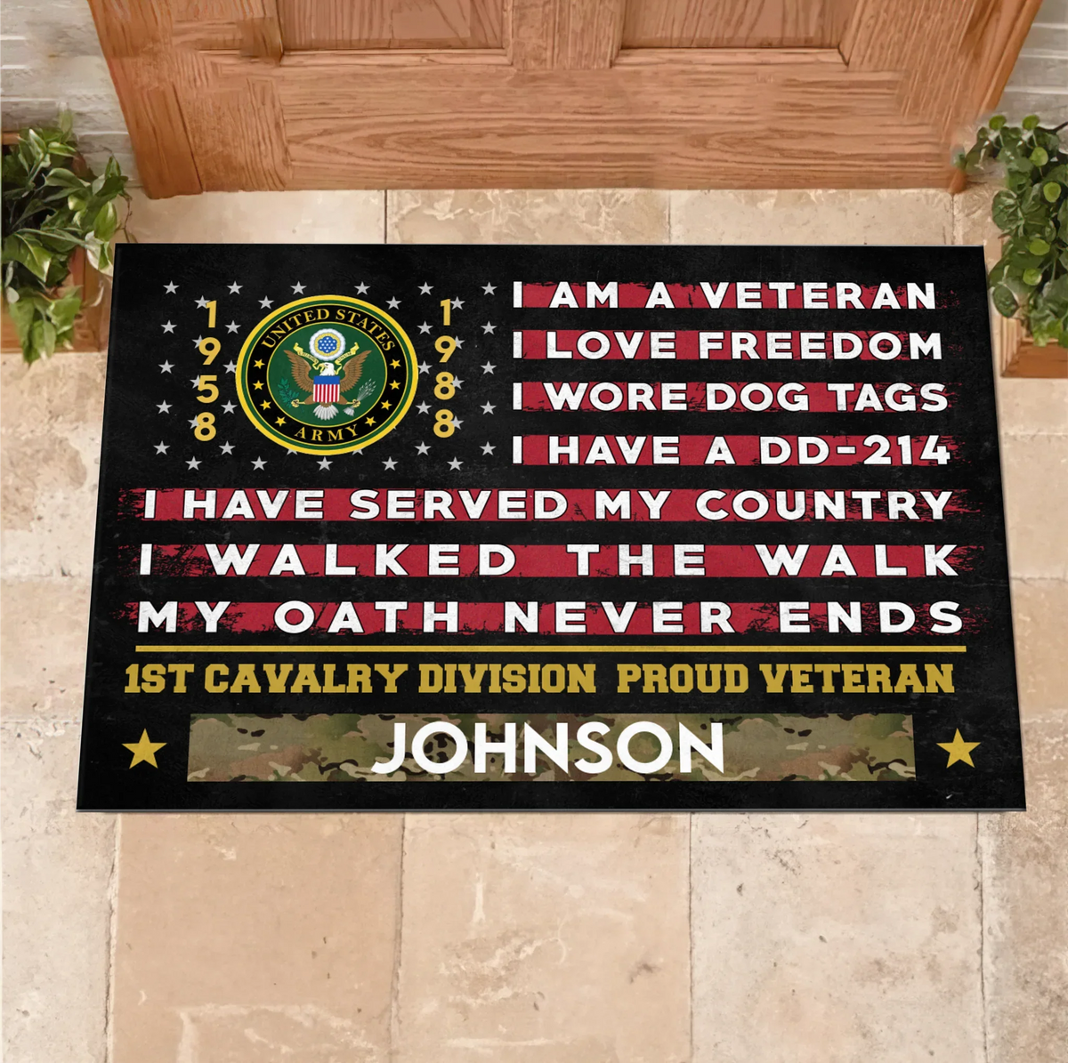 Personalized Veteran Doormat - Gift Idea For Veteran - I Am A Veteran I Love Freedom