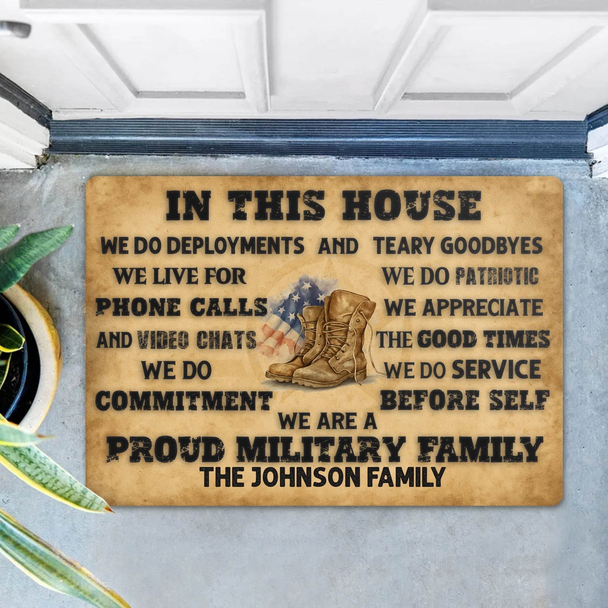 Personalized Family Doormat - Gifts For Family/Patriots/Memorial Day/Independence Day - We Are A Proud Military Family