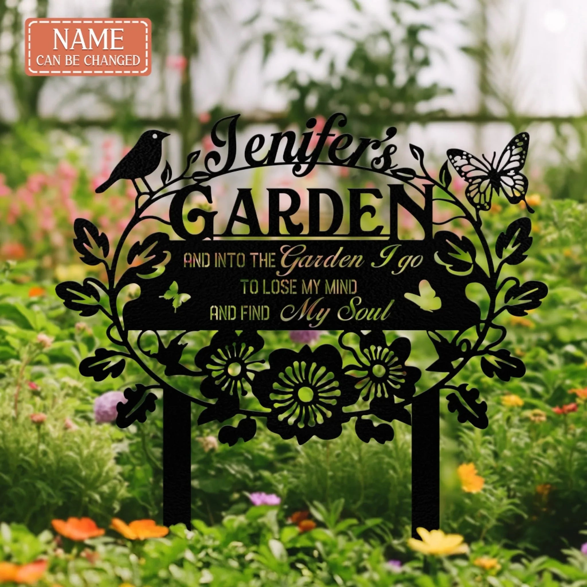 Personalized Garden Metal Sign - Gift Idea For Garden Lover - And Into The Garden I Go To Lose My Mind And Find My Soul