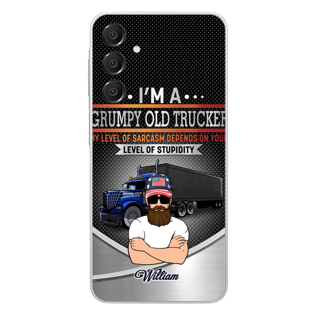 Custom Personalized Old Trucker Phone Case - Father's Day Gift Idea for Trucker - I'm A Grumpy Old Trucker - Case for iPhone/Samsung