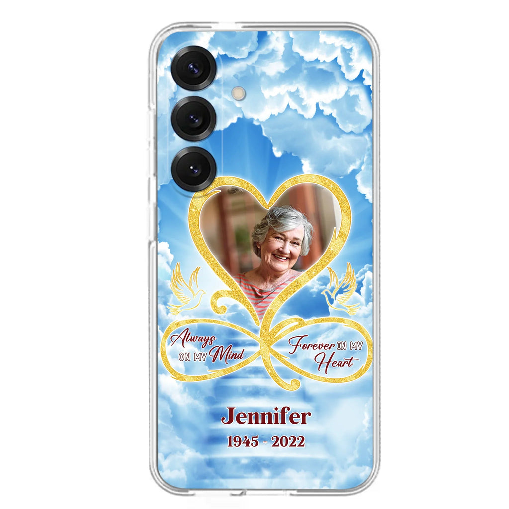 Custom Personalized Memorial Photo Phone Case - Memorial Gift Idea For Mother's Day/Father's Day - Always On My Mind Forever In My Heart - Case for iPhone/Samsung