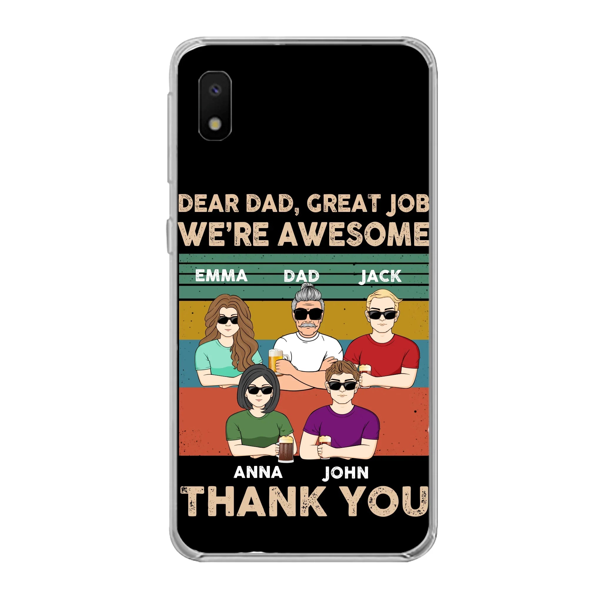 Custom Personalized Dear Mom/ Dad Phone Case For iPhone/ Samsung - Upto 5 People - Gift Idea For Mother's Day/ Father's Day - Dear Dad, Great Job We're Awesome Thank You