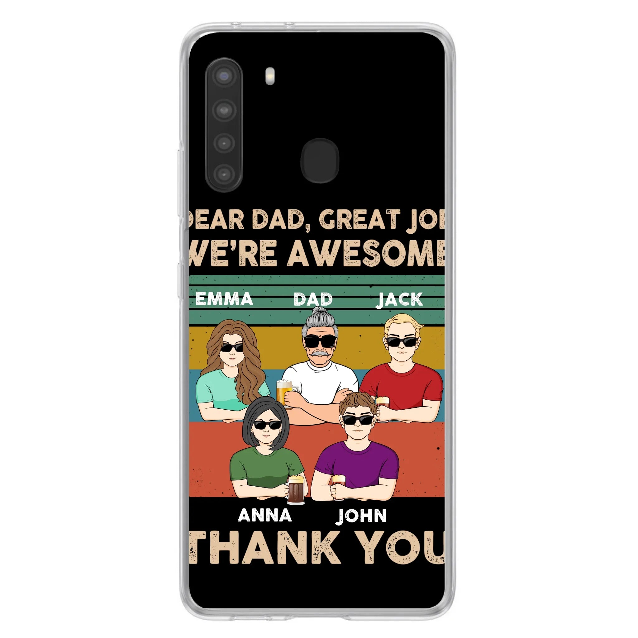 Custom Personalized Dear Mom/ Dad Phone Case For iPhone/ Samsung - Upto 5 People - Gift Idea For Mother's Day/ Father's Day - Dear Dad, Great Job We're Awesome Thank You