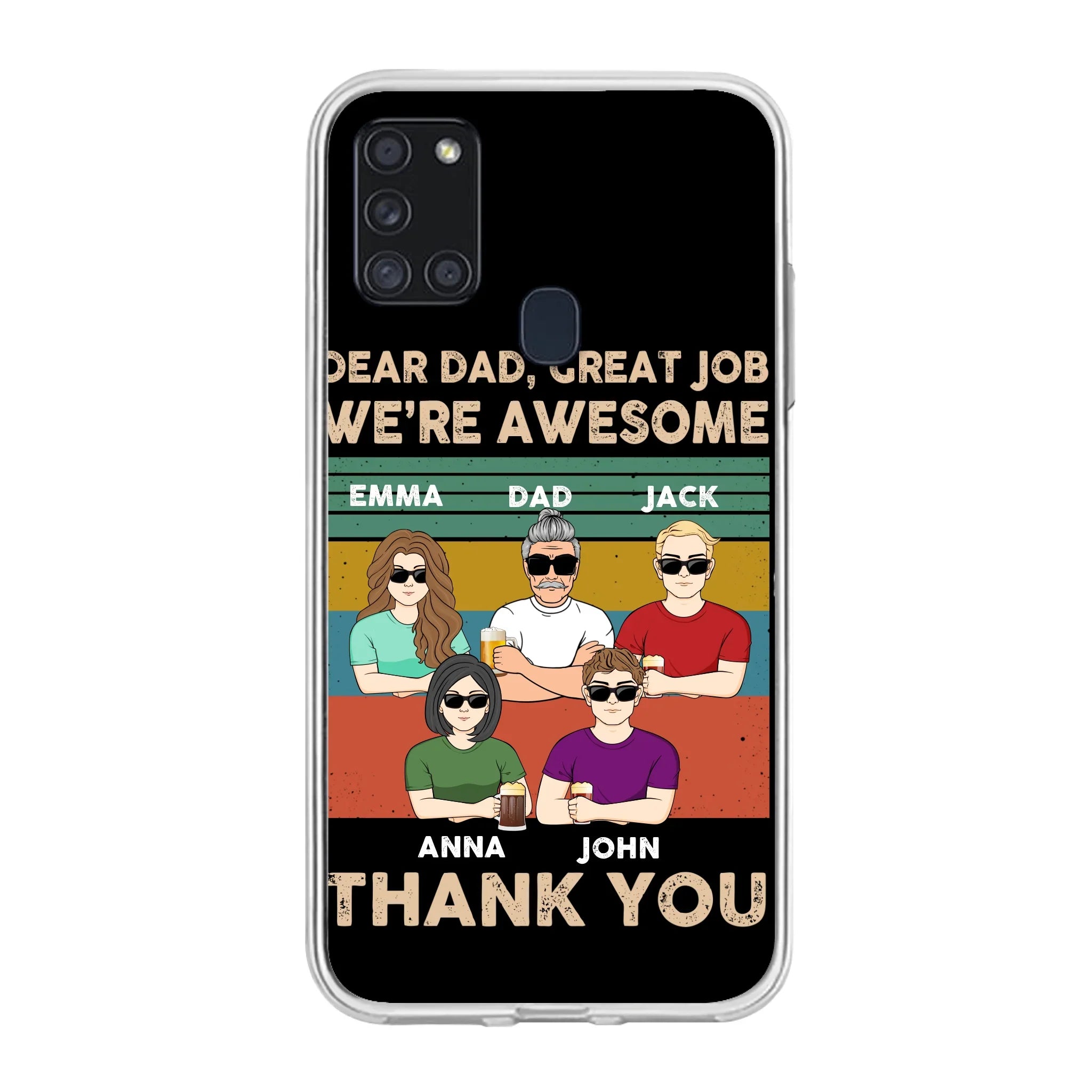 Custom Personalized Dear Mom/ Dad Phone Case For iPhone/ Samsung - Upto 5 People - Gift Idea For Mother's Day/ Father's Day - Dear Dad, Great Job We're Awesome Thank You