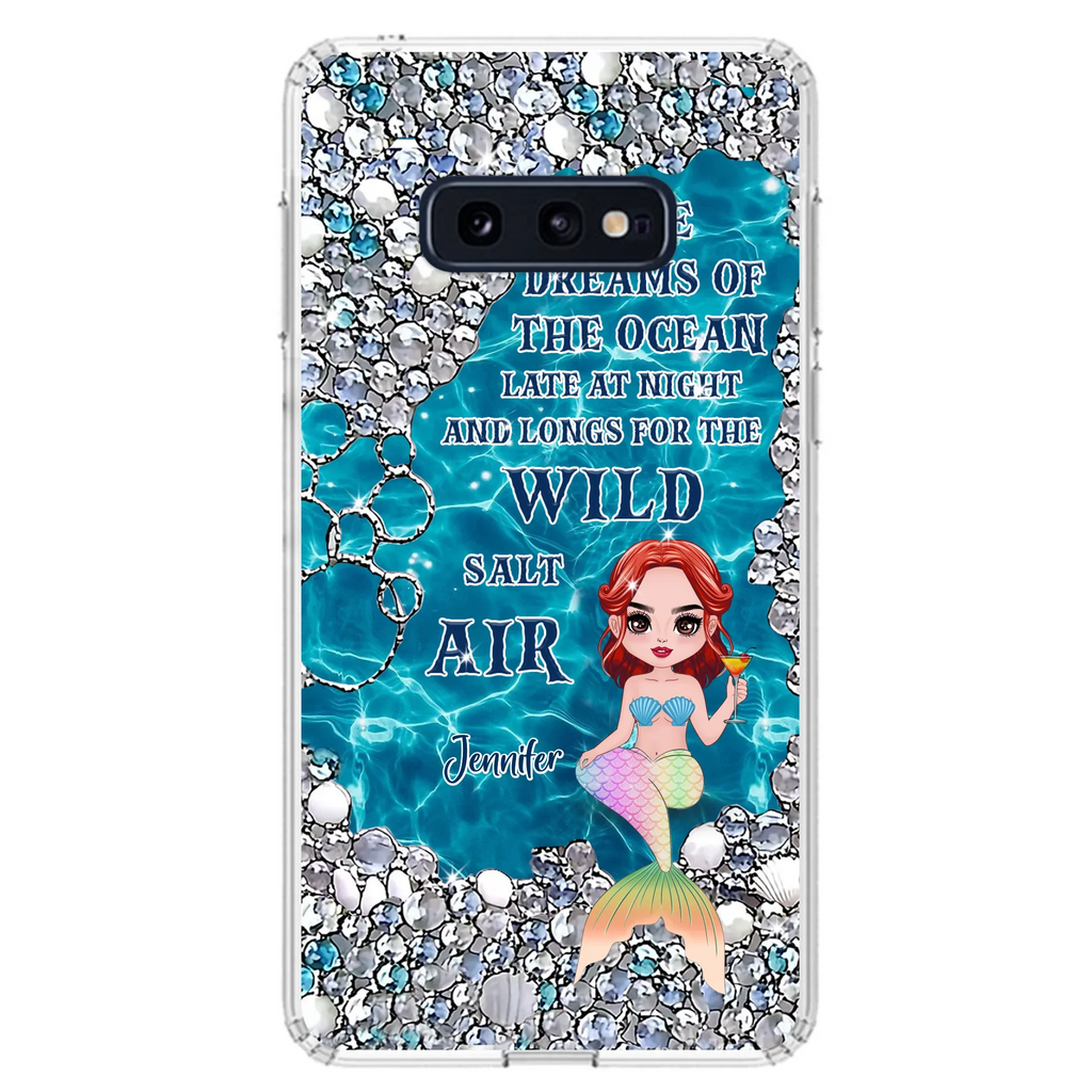 Custom Personalized Mermaid Phone Case - Gift Idea For Ocean Lovers/Mermaid - She Dreams Of The Ocean Late At Night  - Case For iPhone & Samsung