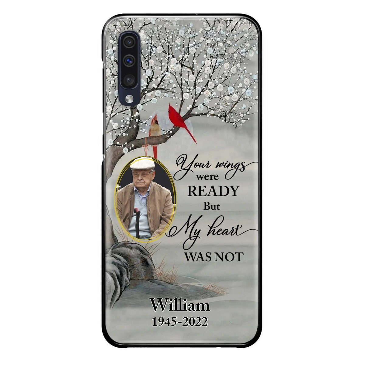 Custom Personalized Cardinal Memorial Phone Case for iPhone/ Samsung - Custom Photo - Your Wings Were Ready But My Heart Was Not