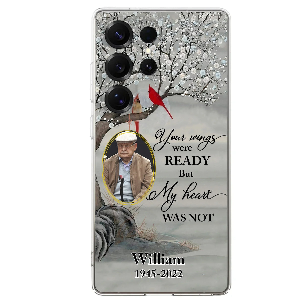 Custom Personalized Cardinal Memorial Phone Case for iPhone/ Samsung - Custom Photo - Your Wings Were Ready But My Heart Was Not