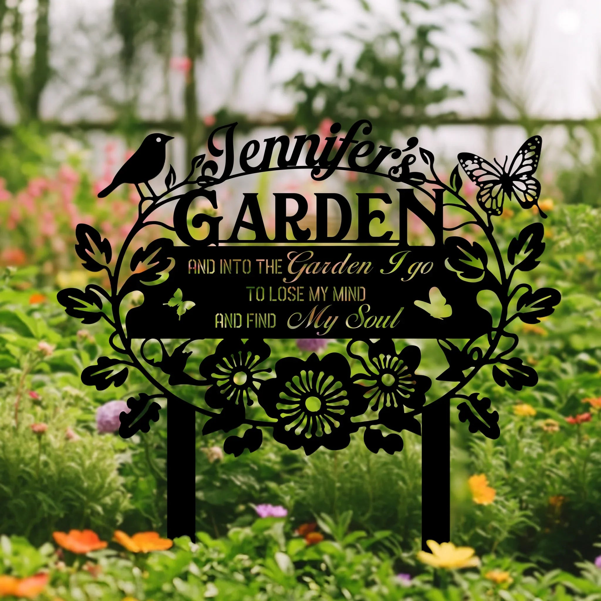 Personalized Garden Metal Sign - Gift Idea For Garden Lover - And Into The Garden I Go To Lose My Mind And Find My Soul