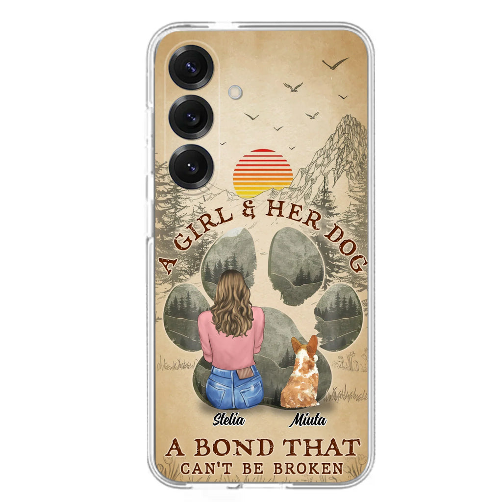 Custom Personalized Pet Mom Phone Case - Gifts For Pet Lovers With Upto 4 Pets - A Girl And Her Dog A Bond That Can't Be Broken - Case For iPhone & Samsung