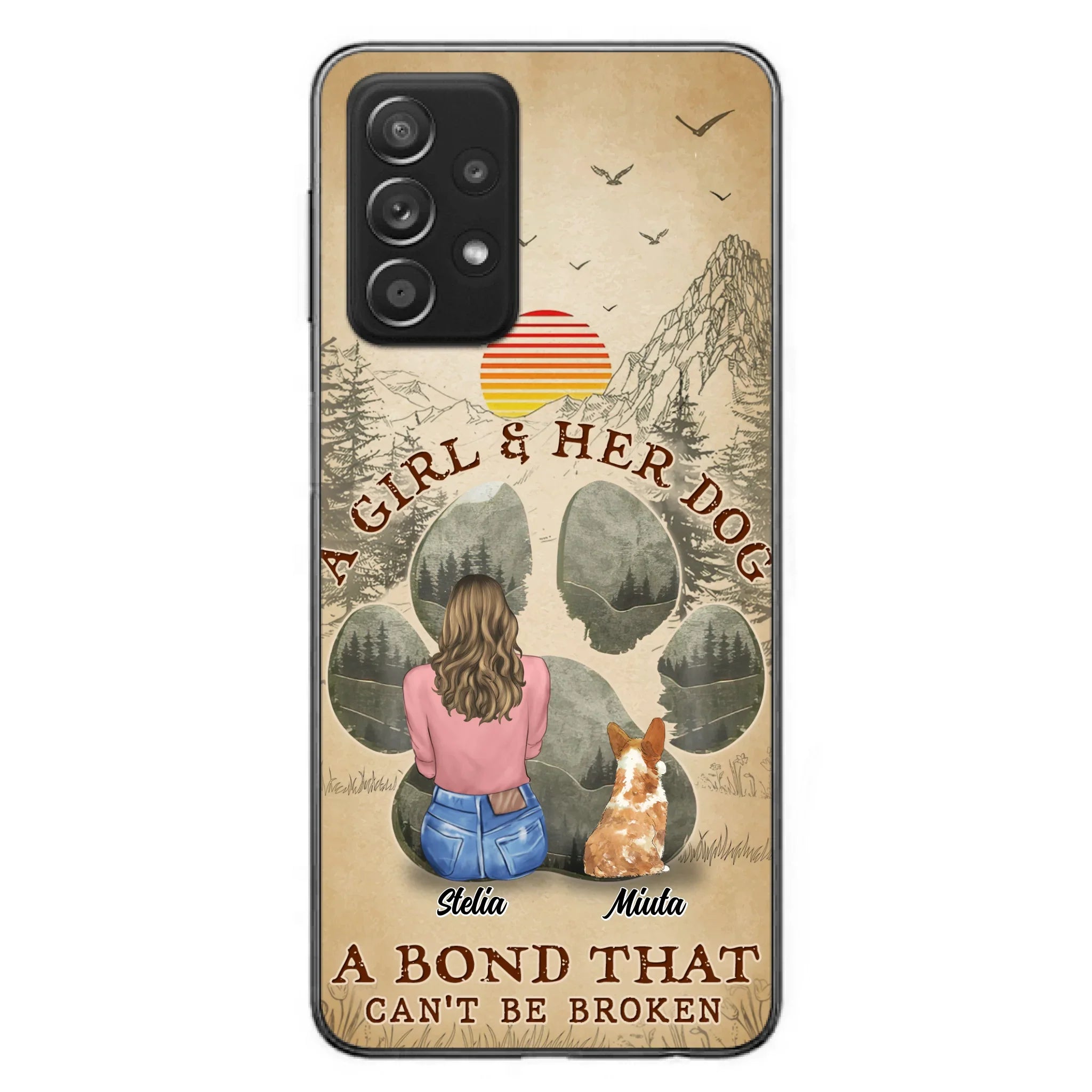 Custom Personalized Pet Mom Phone Case - Gifts For Pet Lovers With Upto 4 Pets - A Girl And Her Dog A Bond That Can't Be Broken - Case For iPhone & Samsung